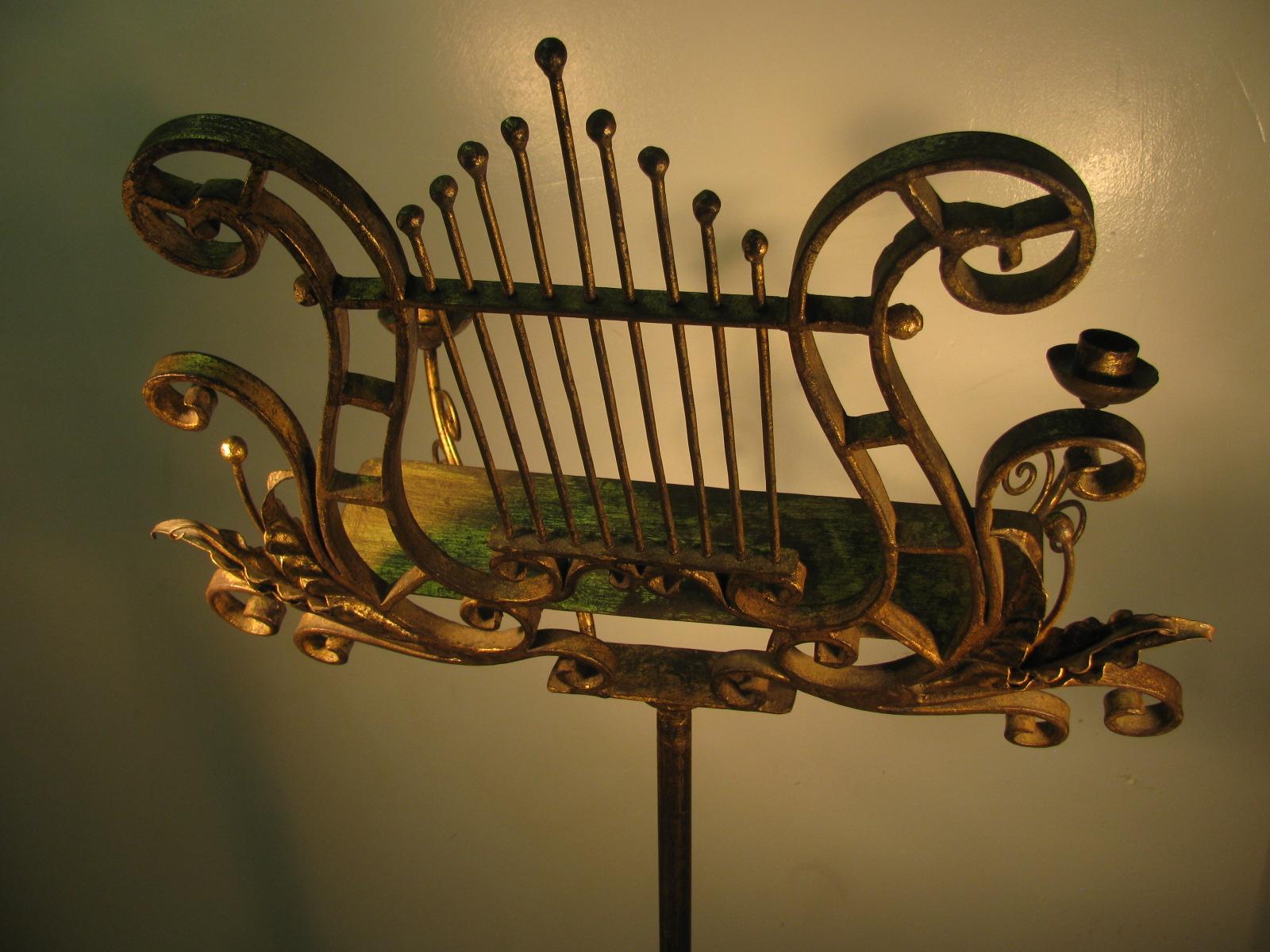 Austrian Classical 19th Century Hand Wrought Gilt Iron Music Stand