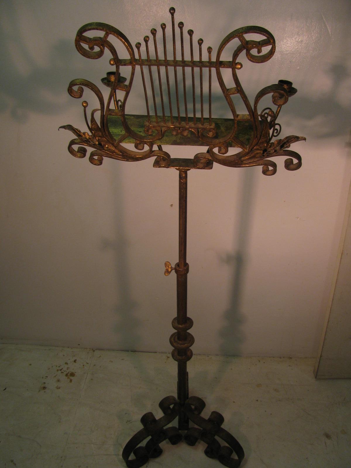 Classical 19th Century Hand Wrought Gilt Iron Music Stand In Good Condition In Port Jervis, NY