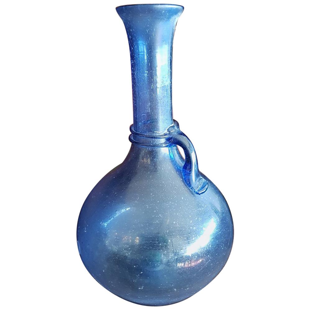19th Century Handblown Blue Glass Jug For Sale