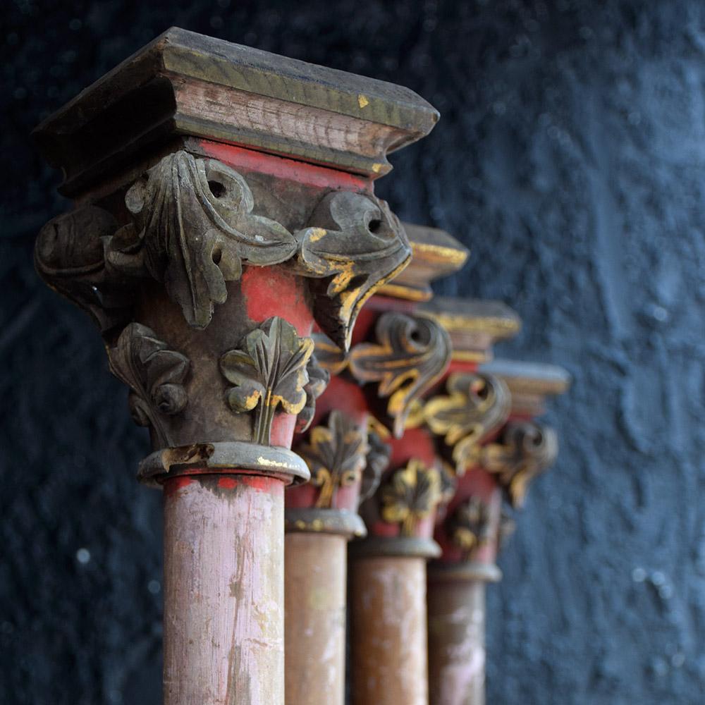 19th Century Hand Carved Gold Gilt English Fairground Poles In Fair Condition In London, GB