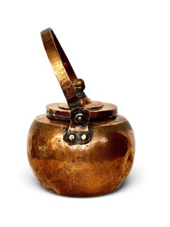 19th Century Handcrafted Copper Kettle with Swing Handle