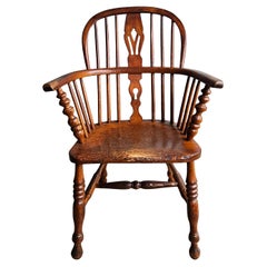 19th Century Handcrafted English Oak Windsor Armchair