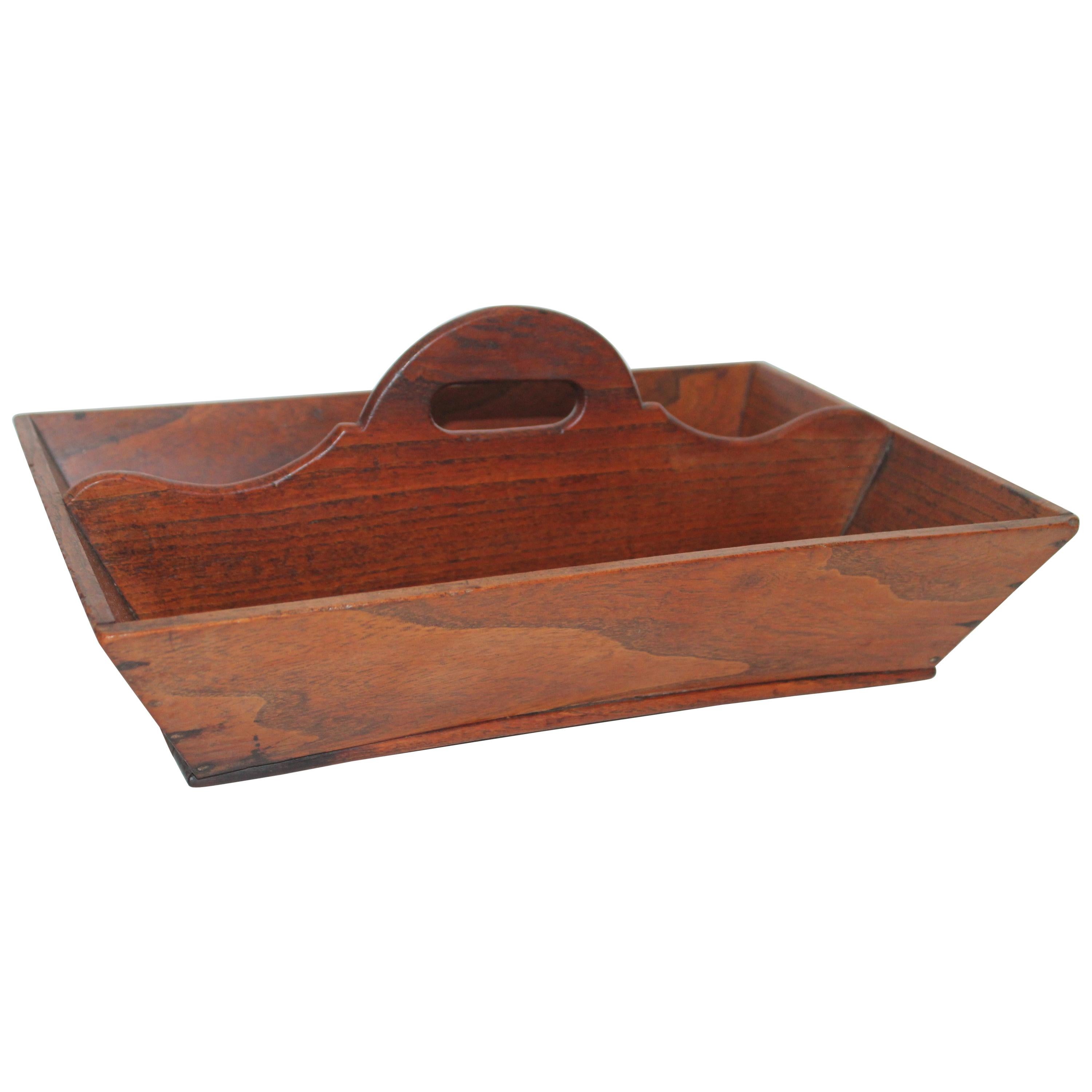 19th Century Handcrafted Walnut Cutlery Carrier For Sale