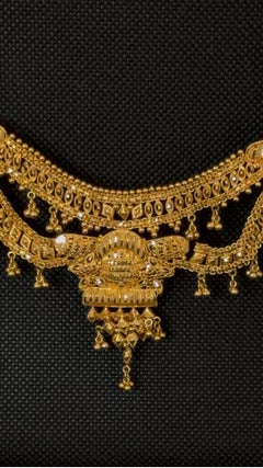19th Century Handmade 18K Yellow Gold Indian Bridal Necklace