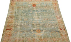 Siglo XIX Alfombra persa antigua de lana malayer de color azul, hecha a mano