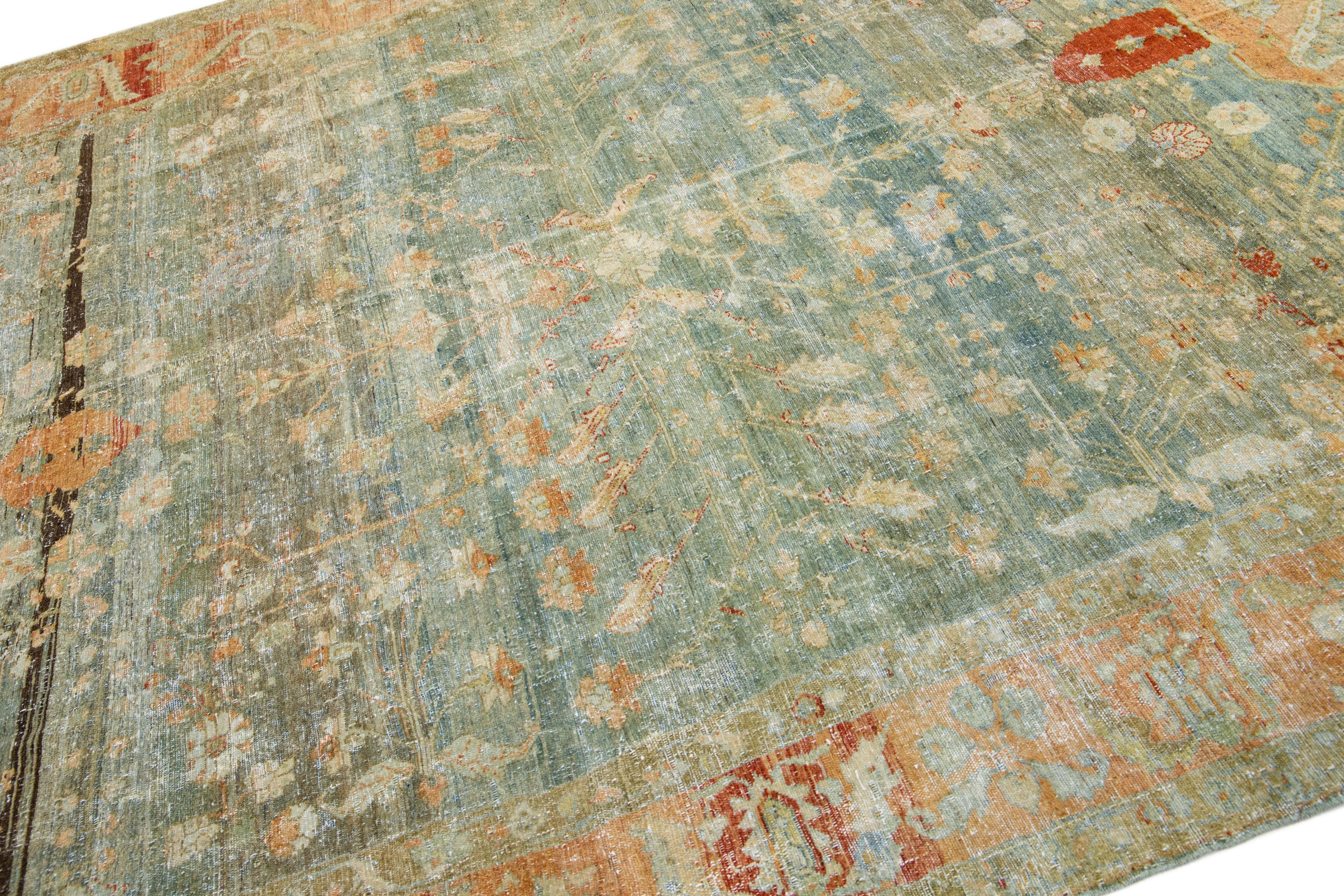 Perse Tapis persan ancien en laine Malayer du 19ème siècle, fait à la main, entièrement en bleu en vente