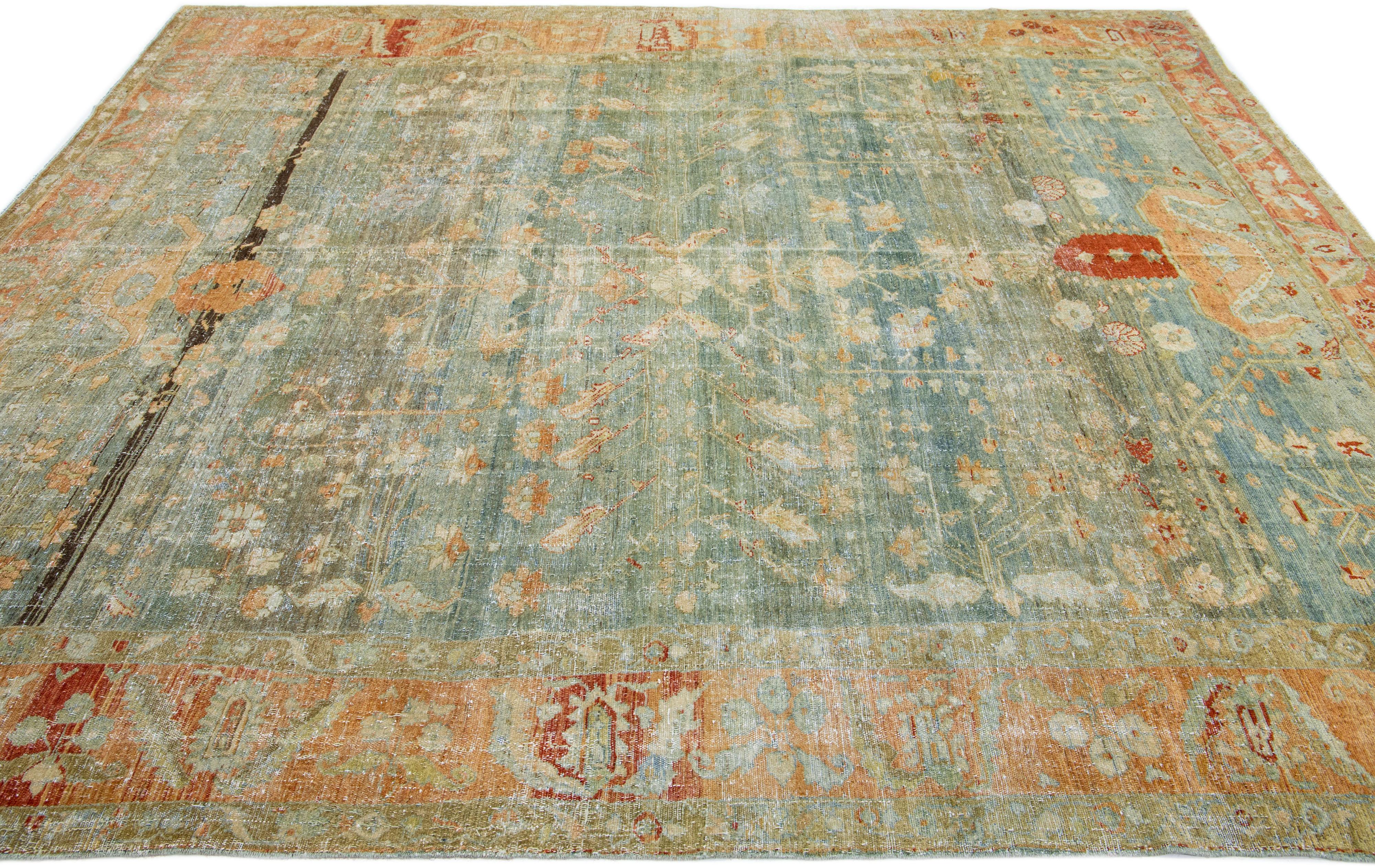 Tapis persan ancien en laine Malayer du 19ème siècle, fait à la main, entièrement en bleu Bon état - En vente à Norwalk, CT