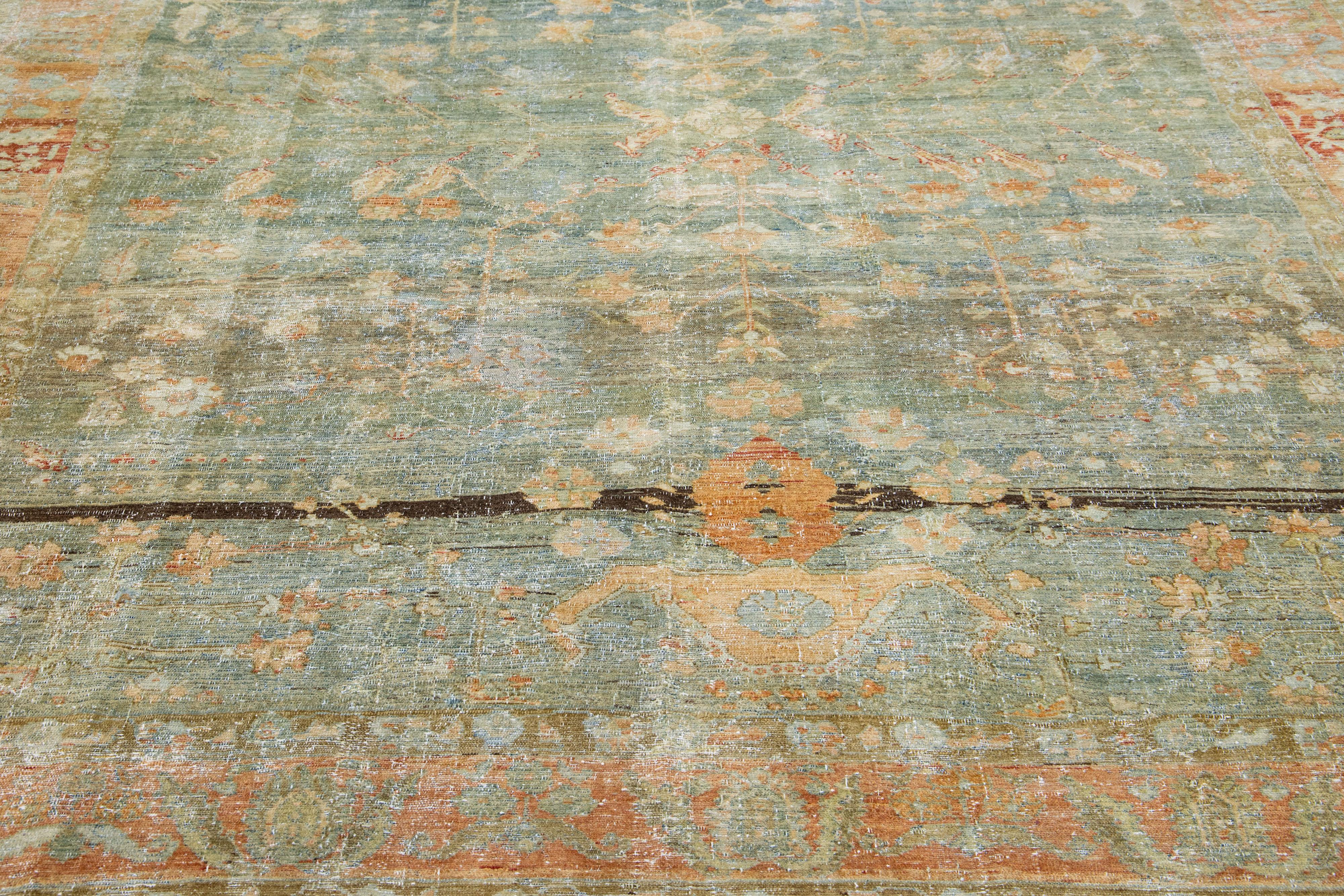 Laine Tapis persan ancien en laine Malayer du 19ème siècle, fait à la main, entièrement en bleu en vente
