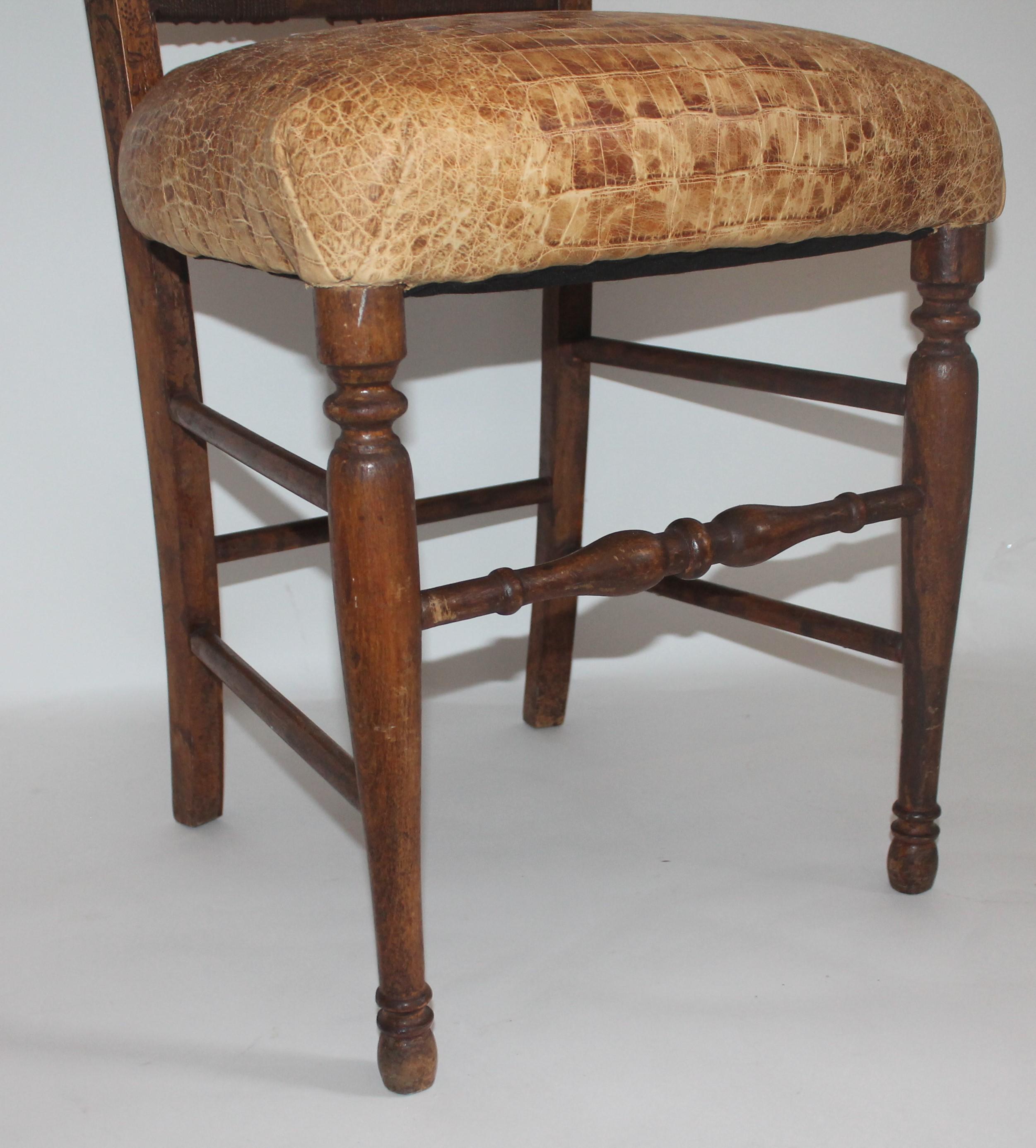 Hand-Carved 19th Century Handmade English Chess Carved Chair For Sale