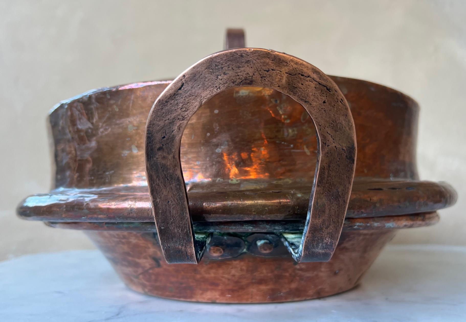 Forged 19th Century Handmade French Copper Pot and Lid