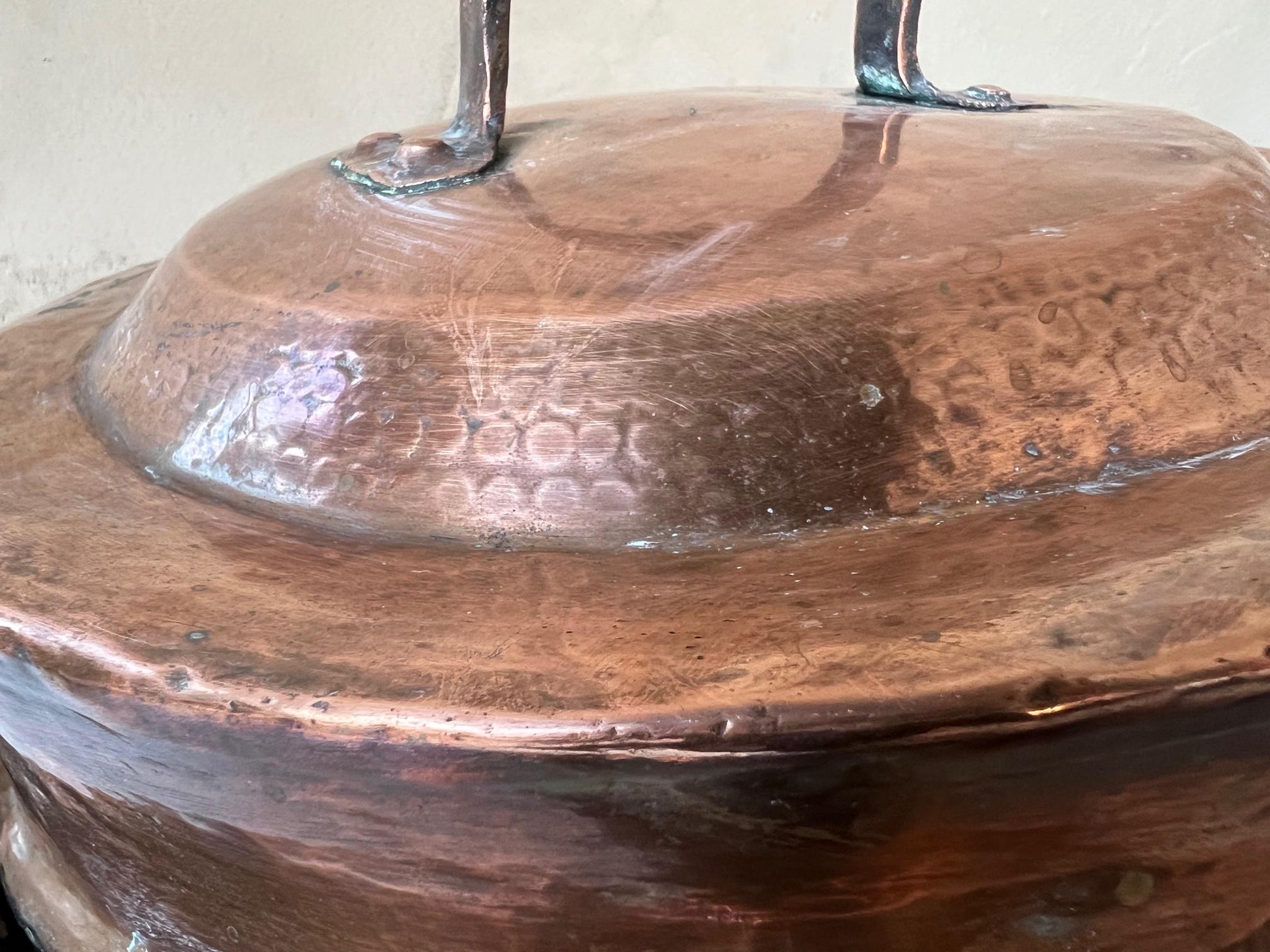 19th Century Handmade French Copper Pot and Lid In Good Condition In Ross, CA