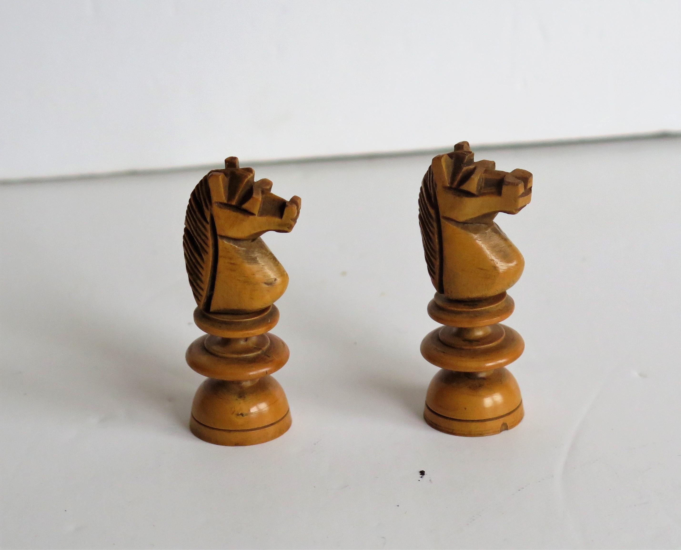 19th Century Handmade Hardwood Chess Set in St. George or Old English Pattern 5