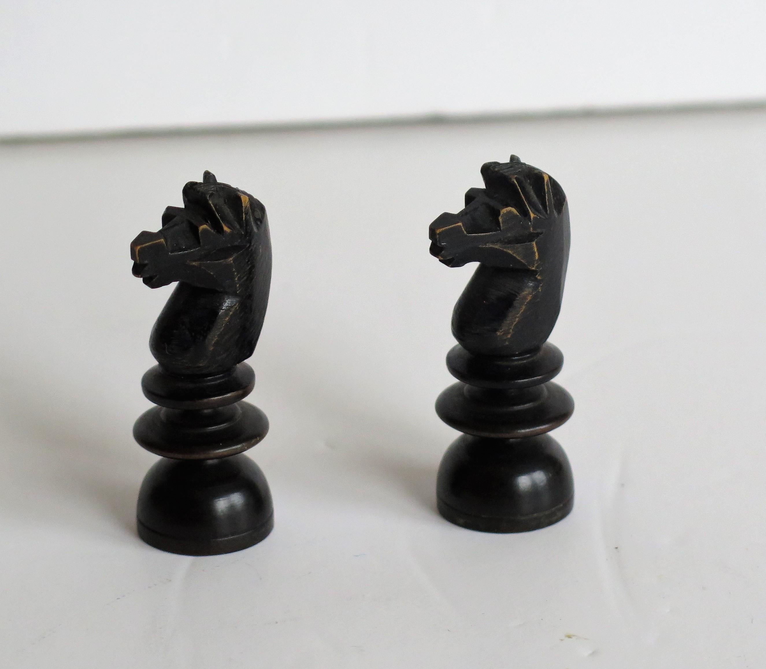 Hand-Crafted 19th Century Handmade Hardwood Chess Set in St. George or Old English Pattern