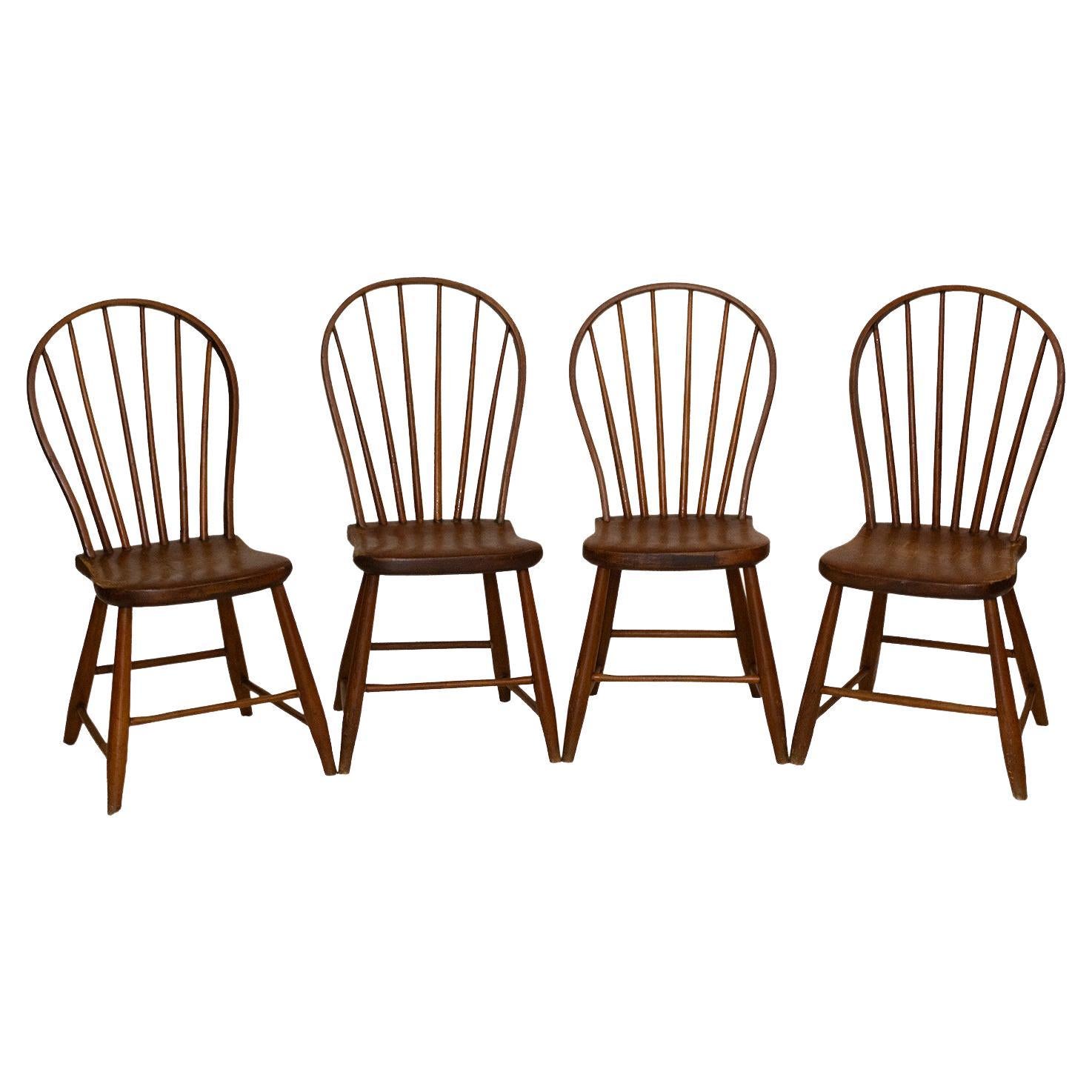 19th Century Handmade Maple Tavern Chairs For Sale