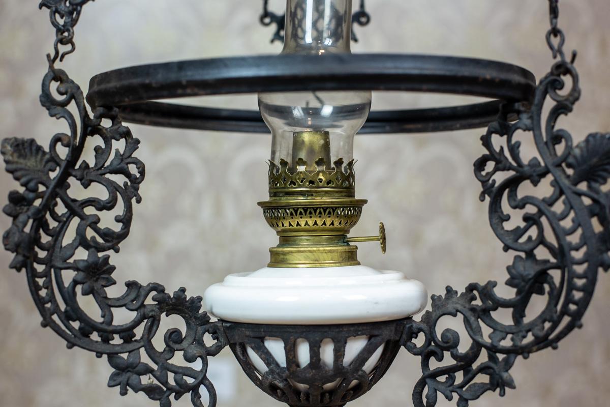 19th Century Hanging Kerosene Lamp 4