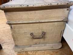 19th Century Hard Pine Wood Coffer Provincial Blanket Chest