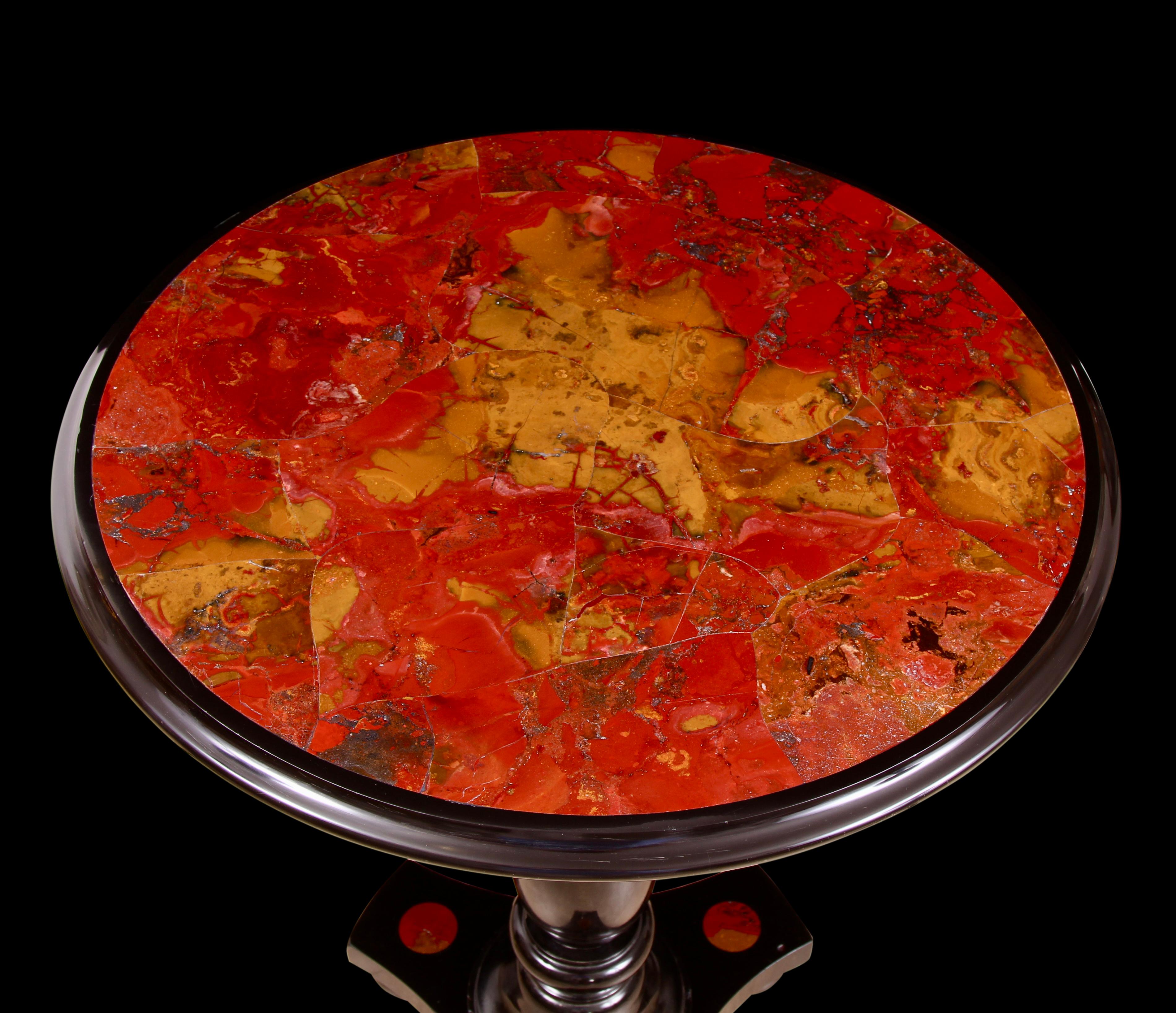 Classical Roman 19th Century Hardstone Agate Inlaid Marble Table For Sale