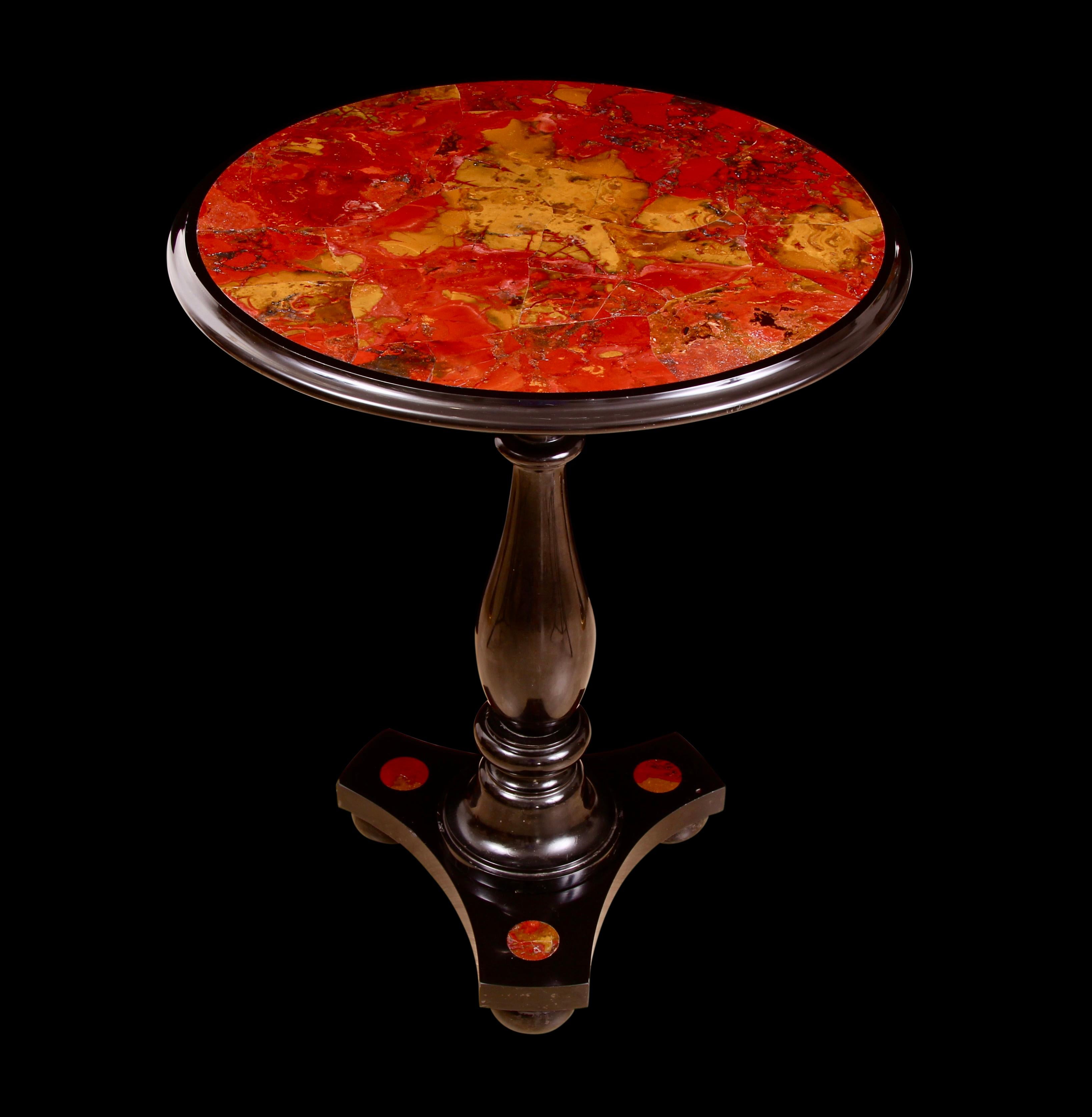 Italian 19th Century Hardstone Agate Inlaid Marble Table For Sale