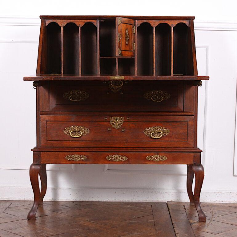19th Century Hardwood and Brass Drop Front Desk Bureau 4