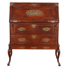 19th Century Hardwood and Brass Drop Front Desk Bureau