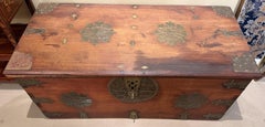 19th Century Hardwood Asian Storage Chest with Elaborate Brass Metalwork