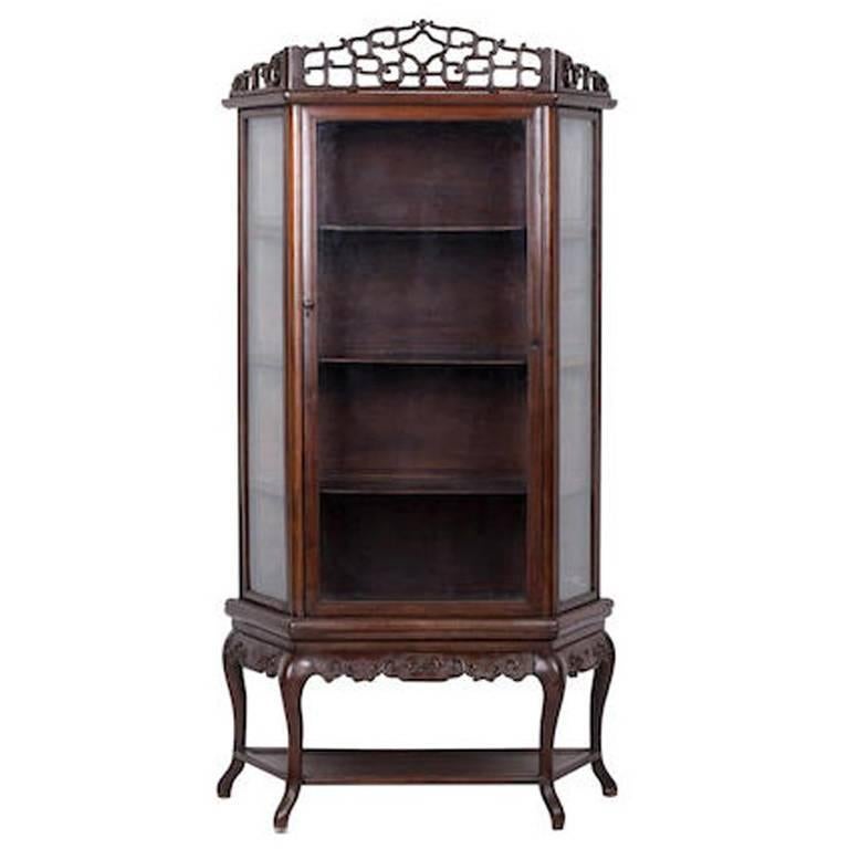 19th Century Hardwood Display Cabinet For Sale