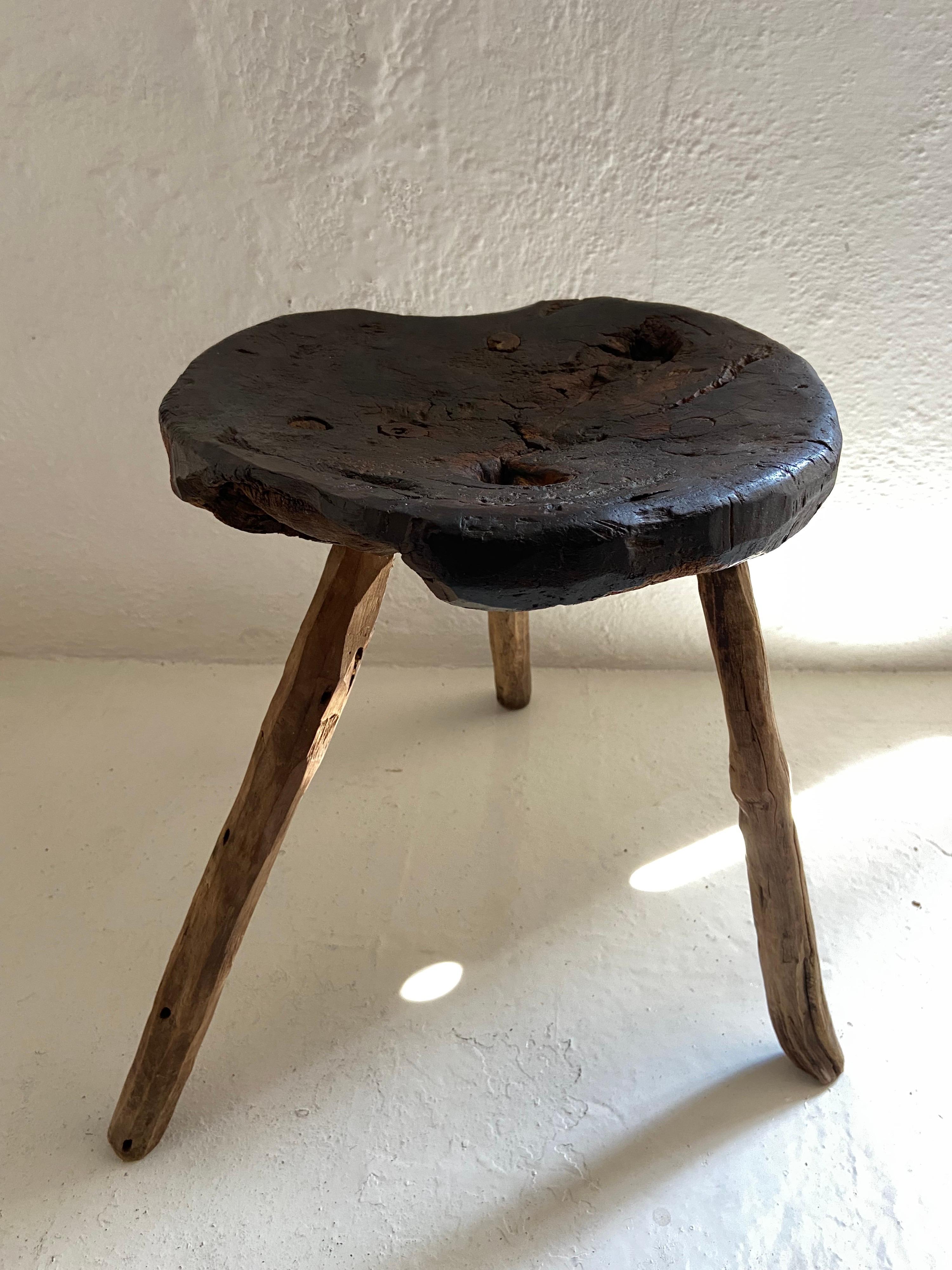 19th Century Hardwood Stool from Mexico For Sale 5