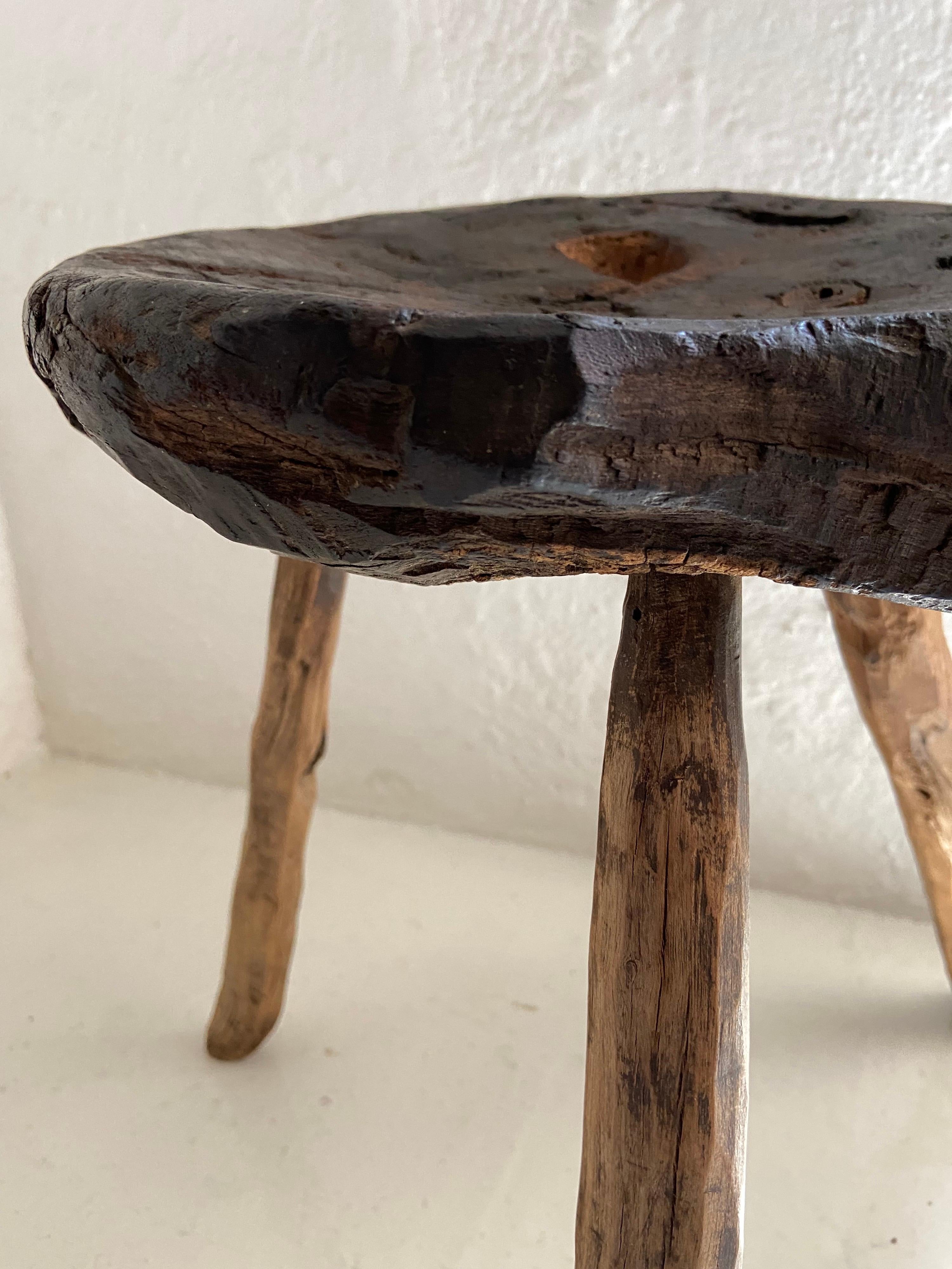 Mexican 19th Century Hardwood Stool from Mexico For Sale