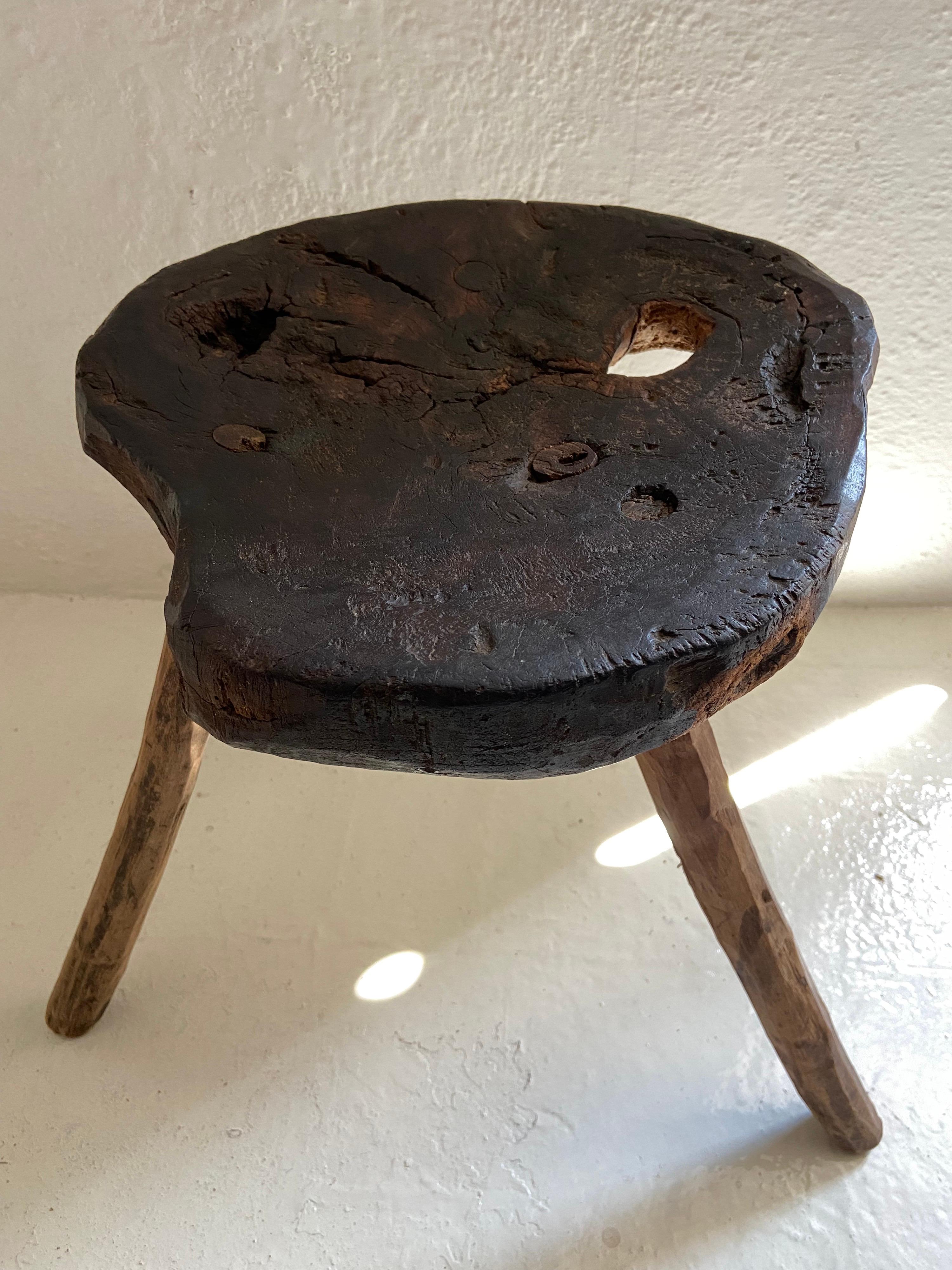 19th Century Hardwood Stool from Mexico For Sale 1