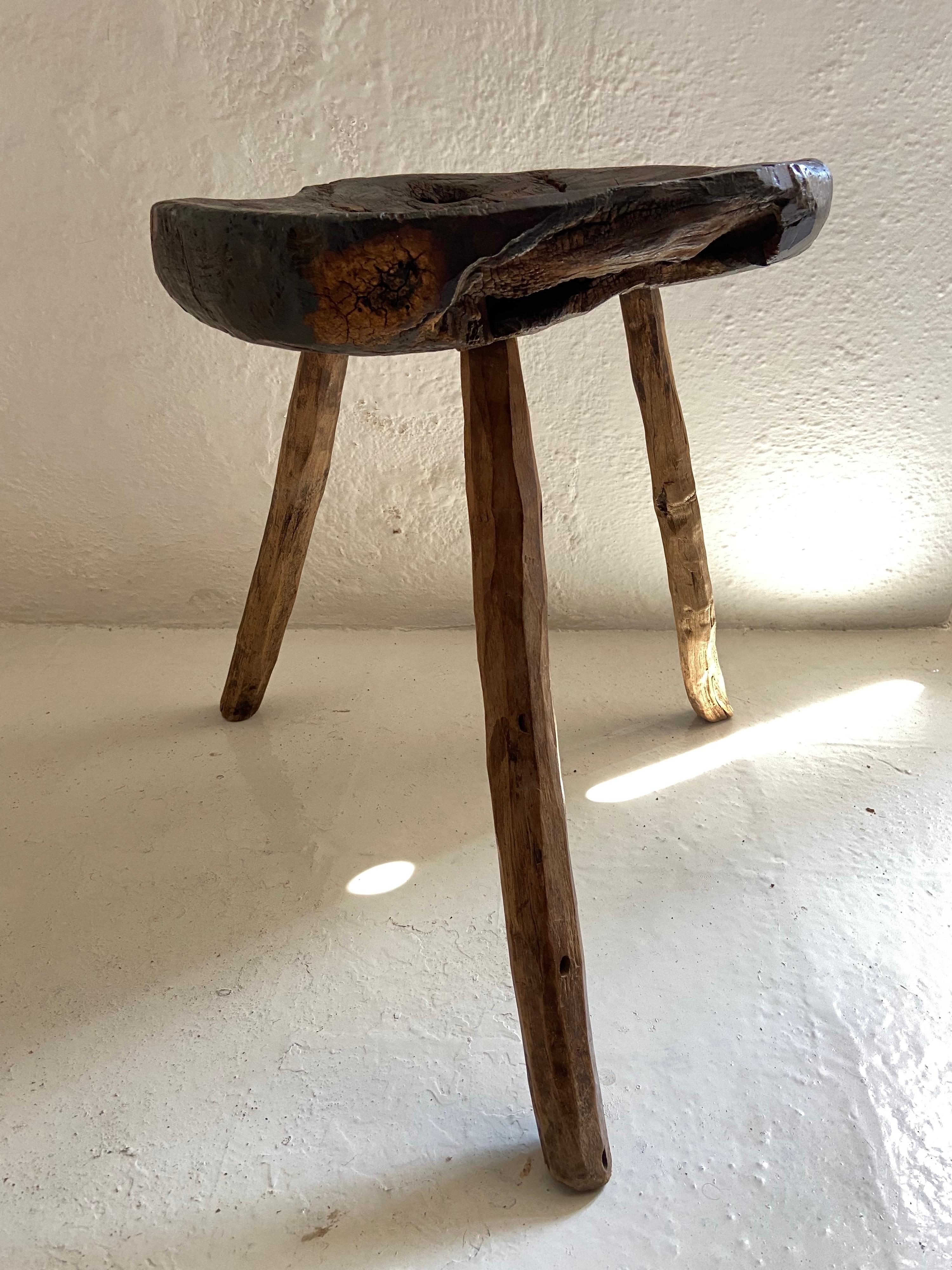 19th Century Hardwood Stool from Mexico For Sale 2