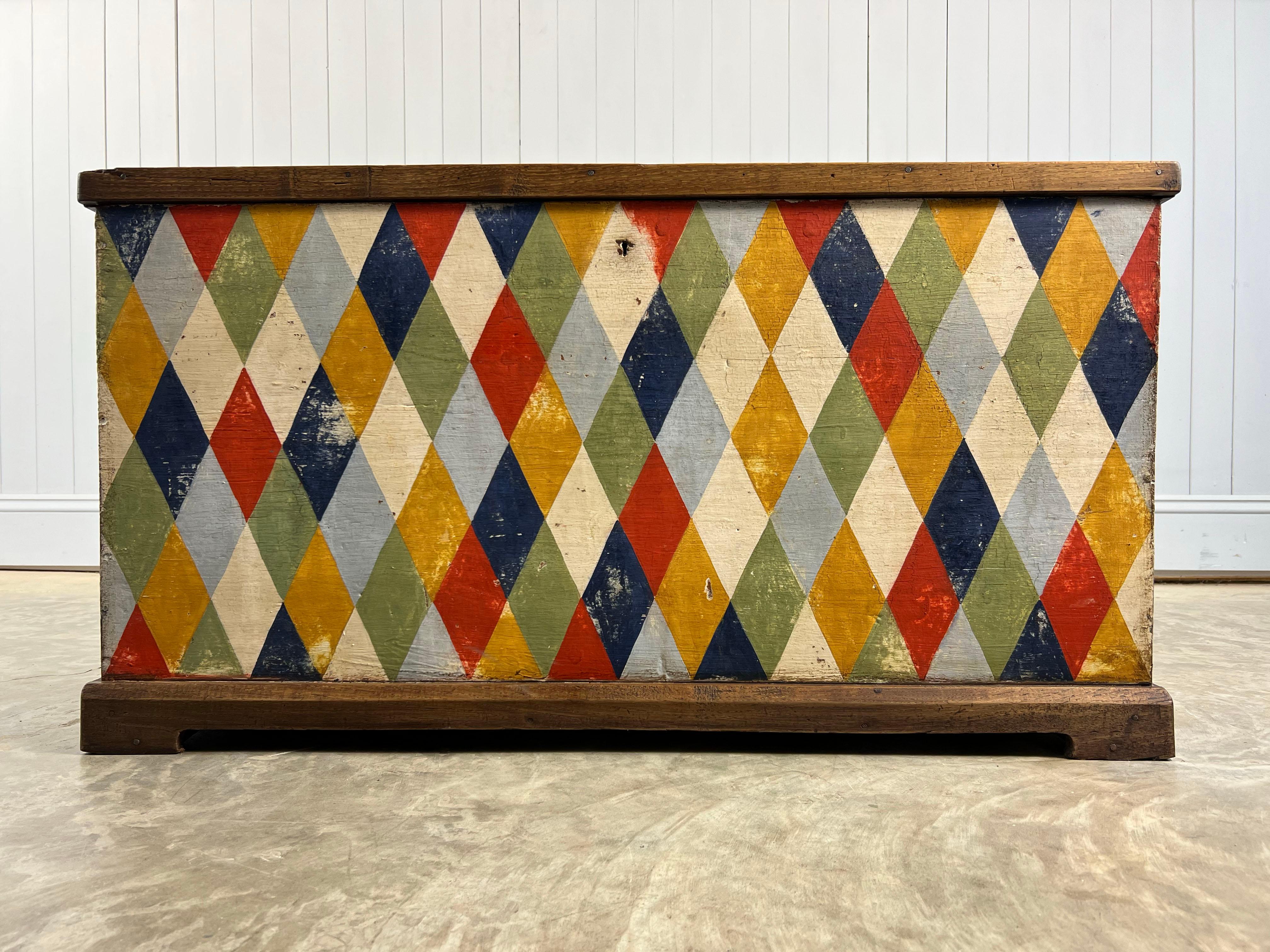 Country 19th Century Harlequin Italian Painted Chest