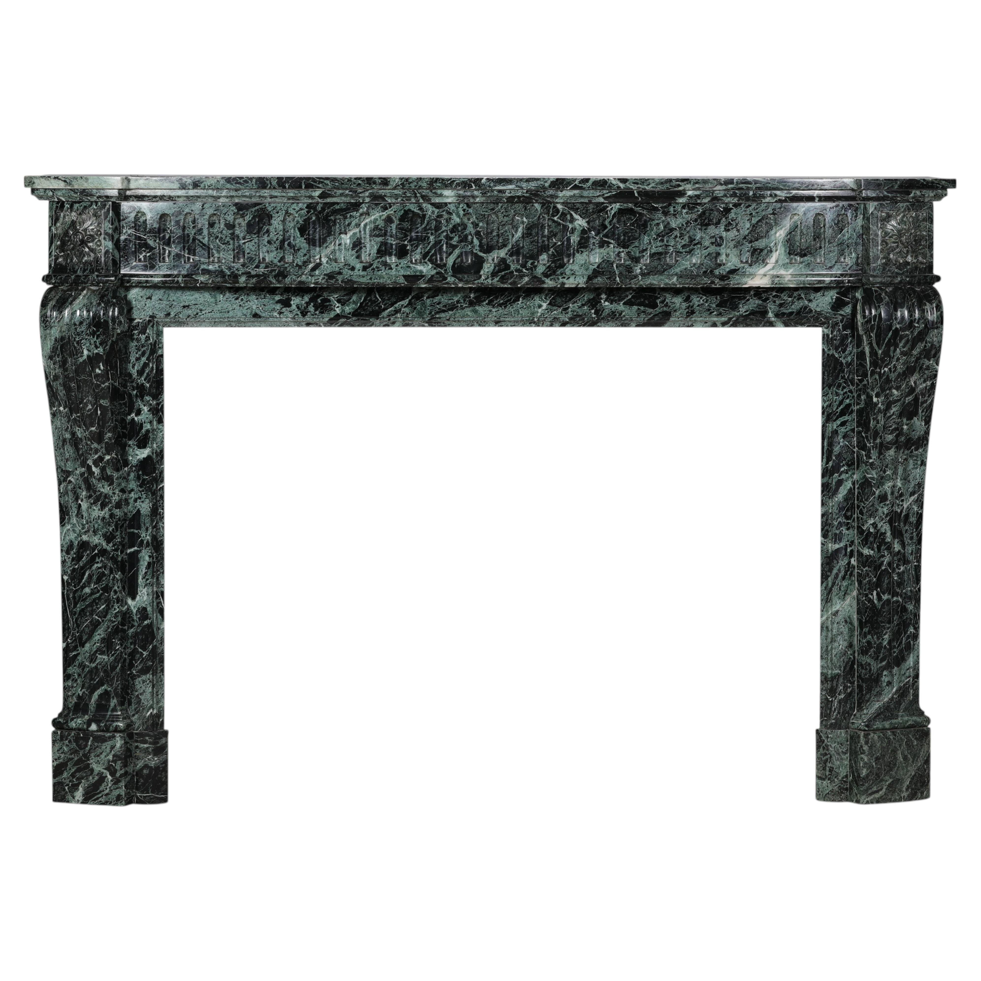 19th Century Haussmannien Green Marble Fireplace Mantel – Louis XVI Paris