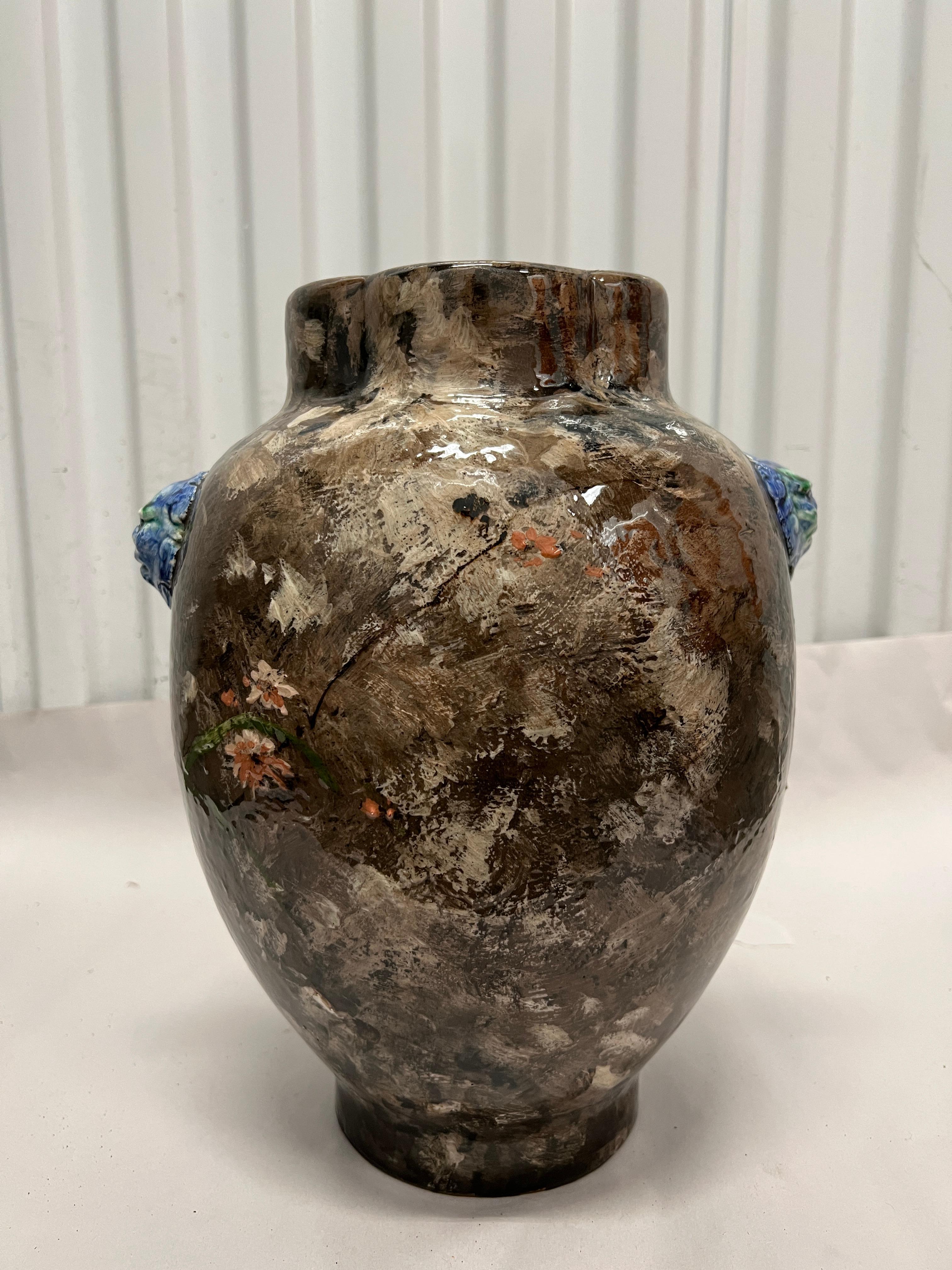 Glazed 19th Century Haviland & Co. Barbotine Vase