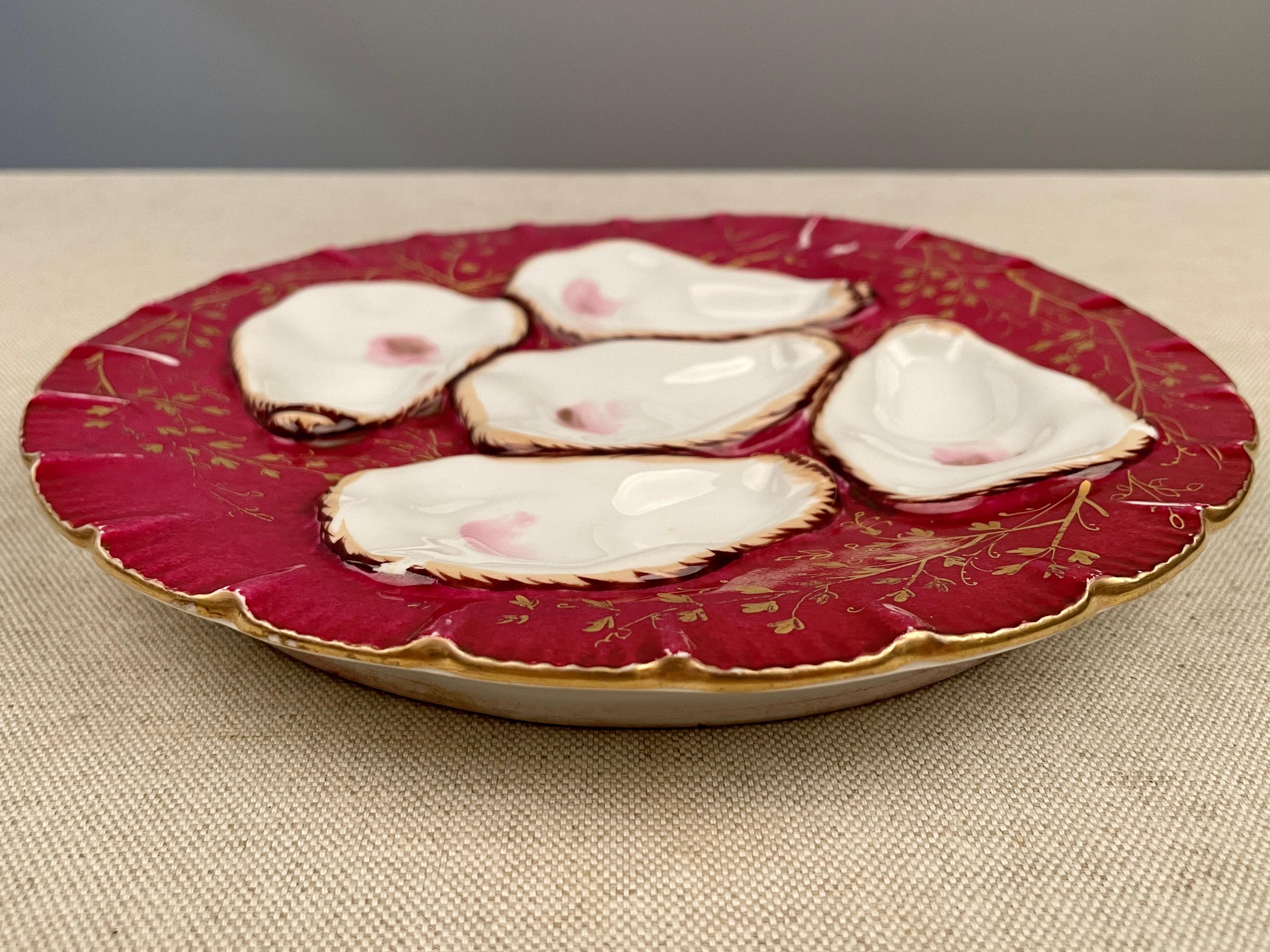 Victorian 19th Century Haviland Limoges Turkey Oyster Plate For Sale