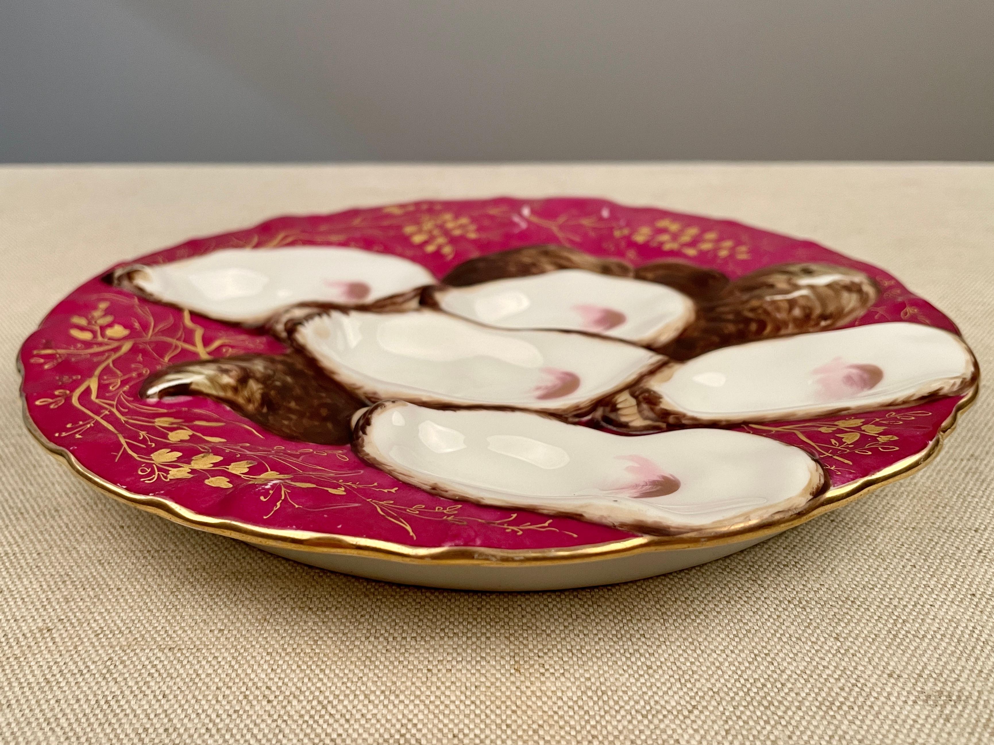 Victorian 19th Century Haviland Limoges Turkey Oyster Plate For Sale