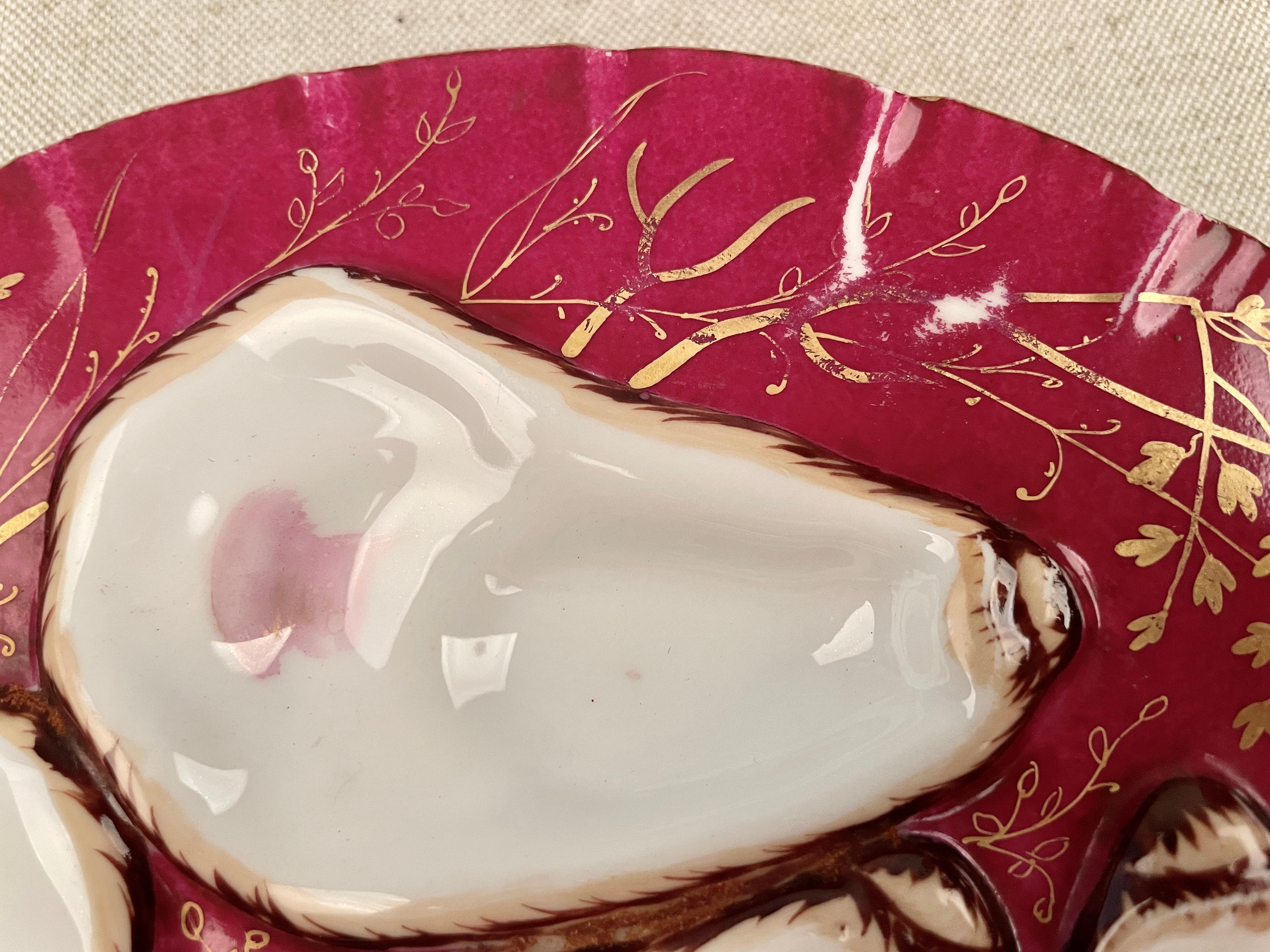 French 19th Century Haviland Limoges Turkey Oyster Plate For Sale