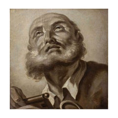 19th Century Head of St. Peter Painting Oil on Canvas by Follower of Piazzetta