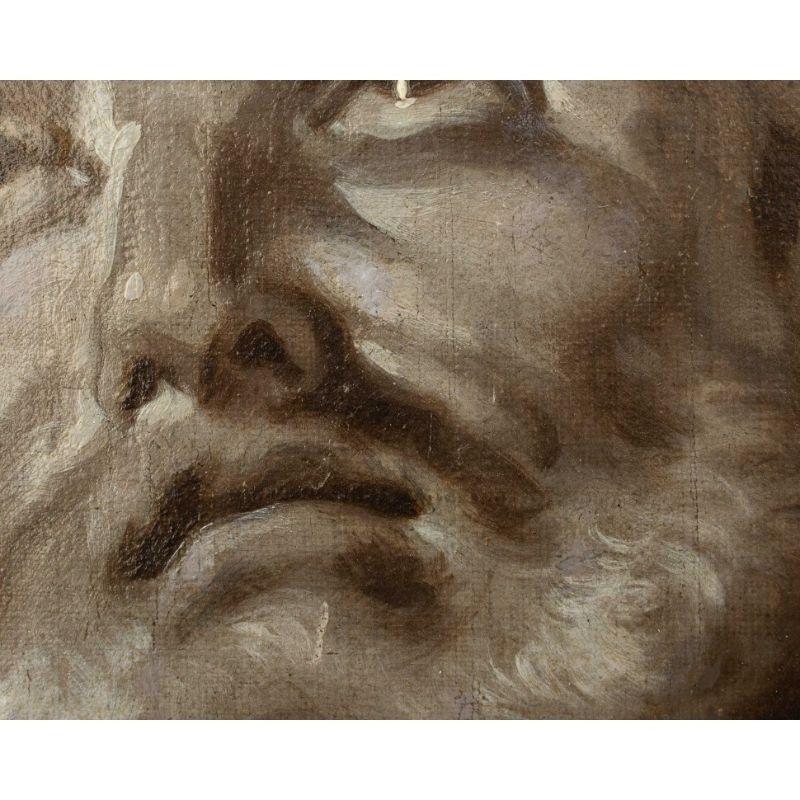 19th Century Head of St. Peter Painting Oil on Canvas by Follower of Piazzetta In Good Condition For Sale In Milan, IT