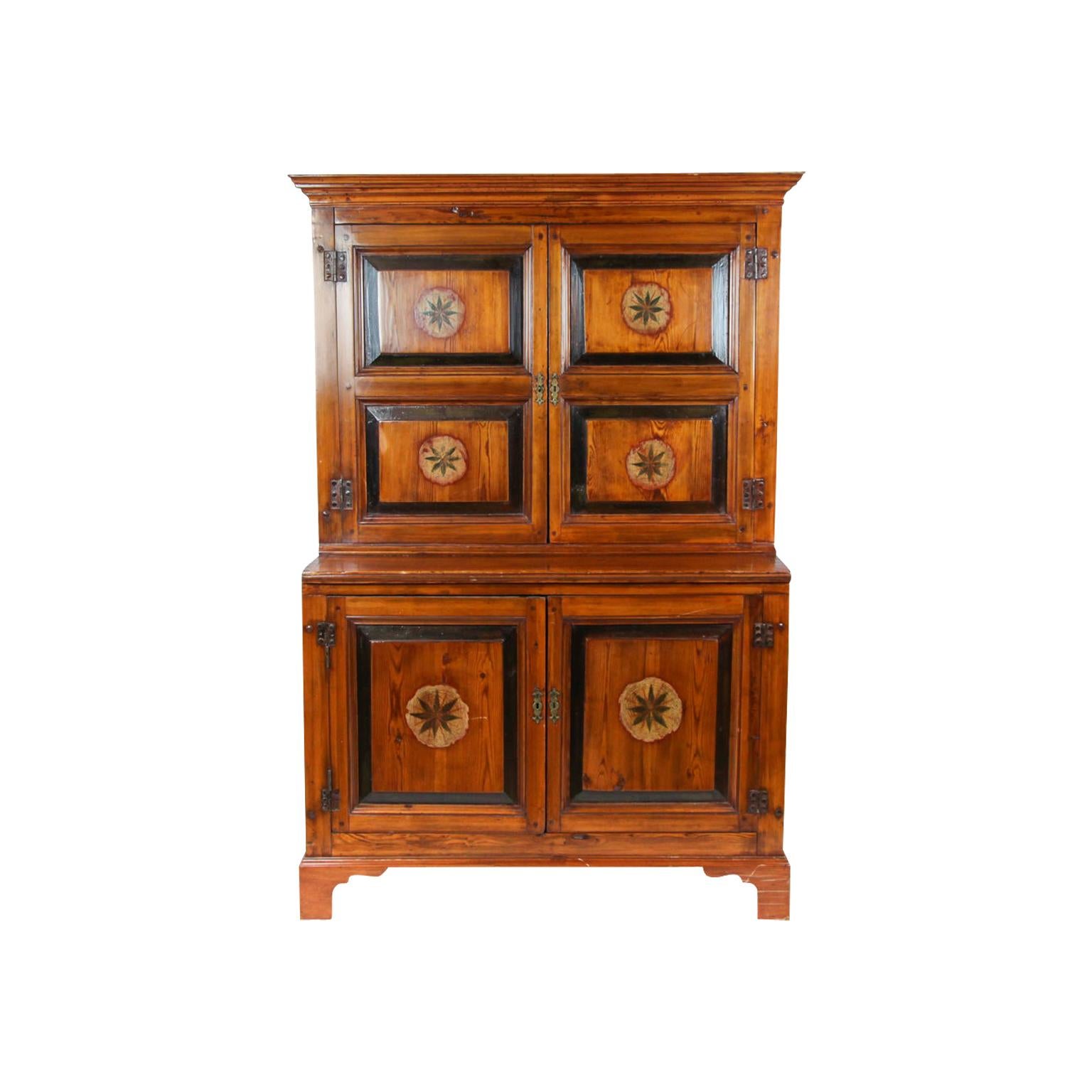 19th Century Heart Pine Step Back Cupboard