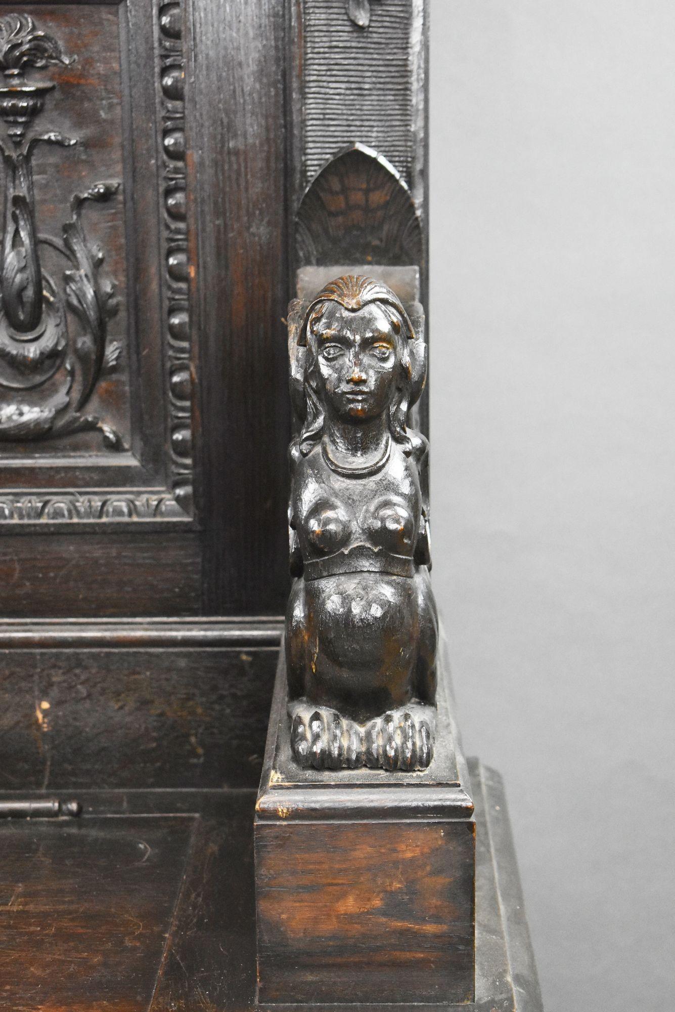 19th Century Heavil Carved Oak Settle For Sale 8
