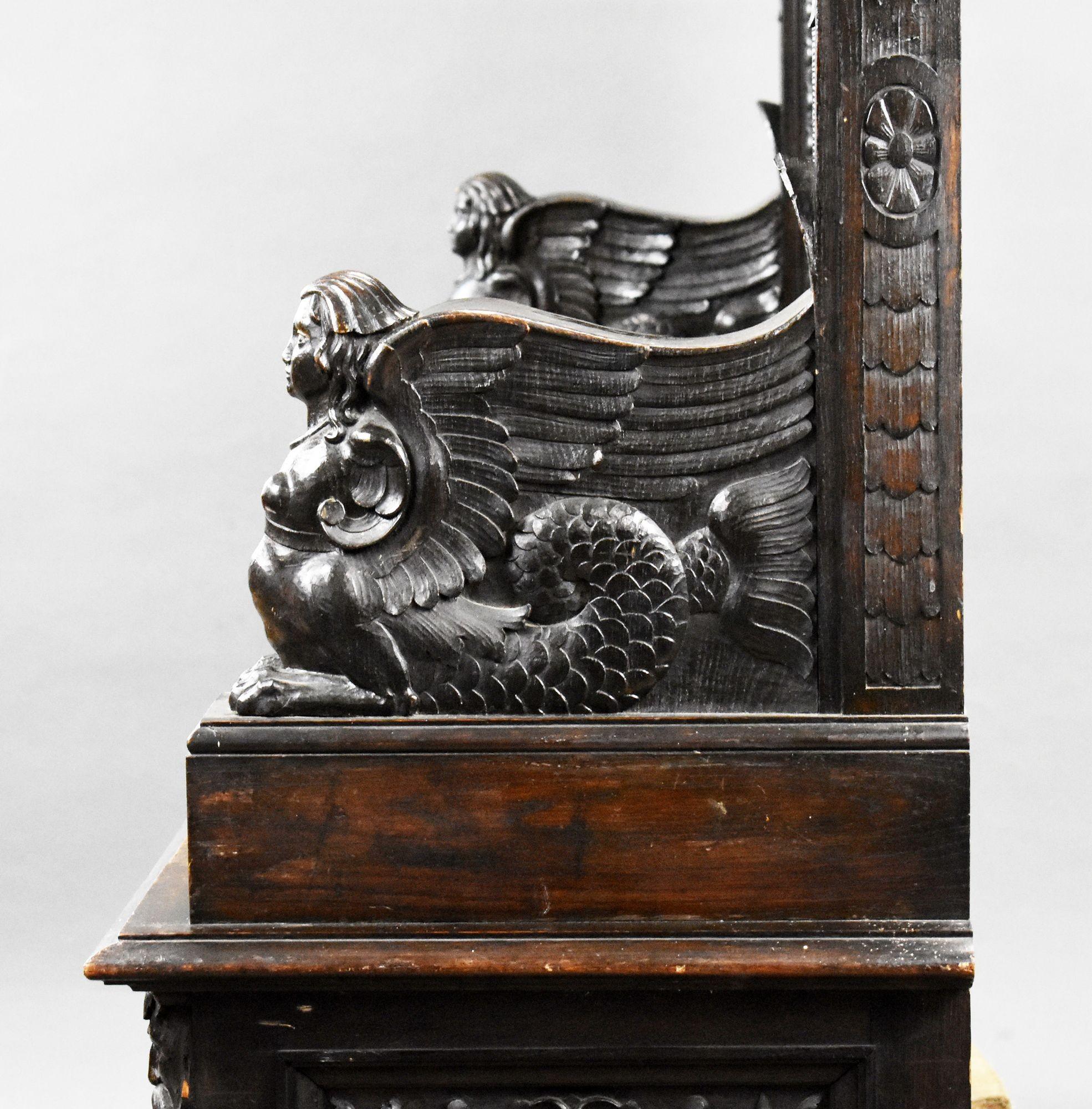 19th Century Heavil Carved Oak Settle For Sale 13