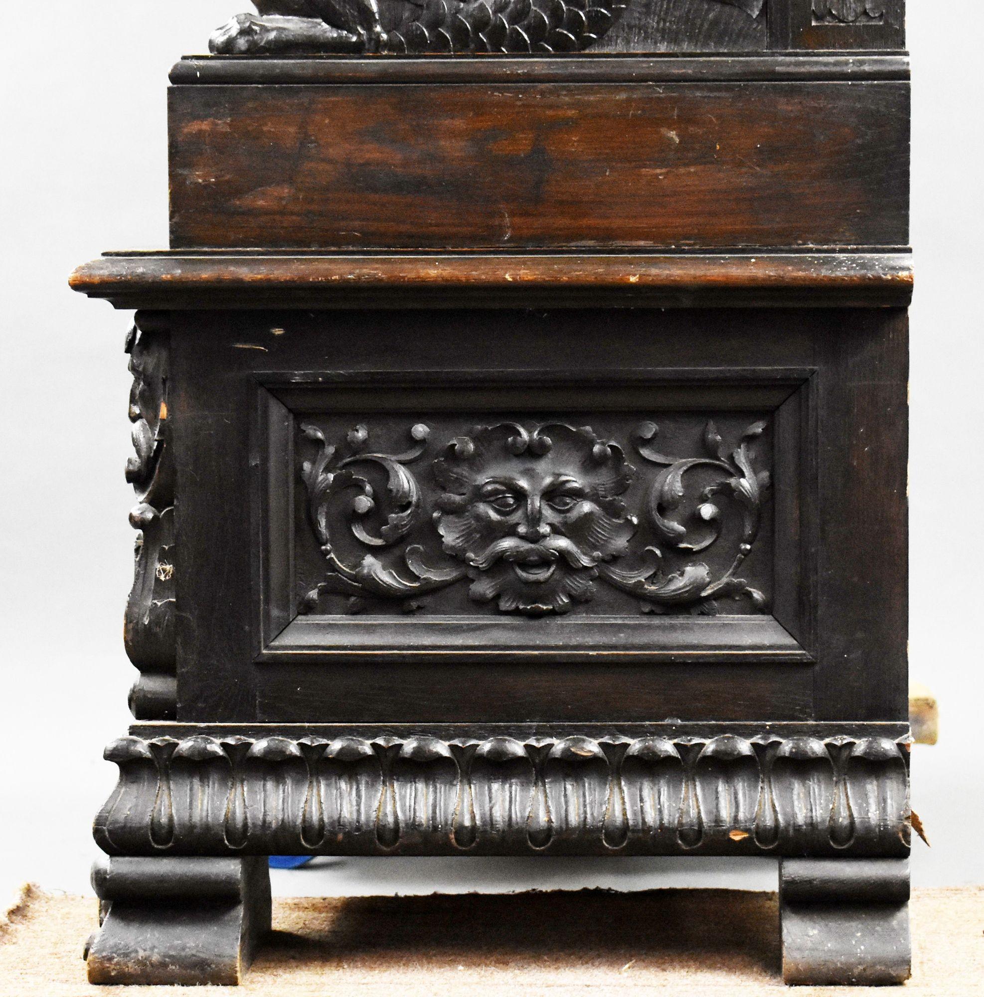 19th Century Heavil Carved Oak Settle For Sale 14