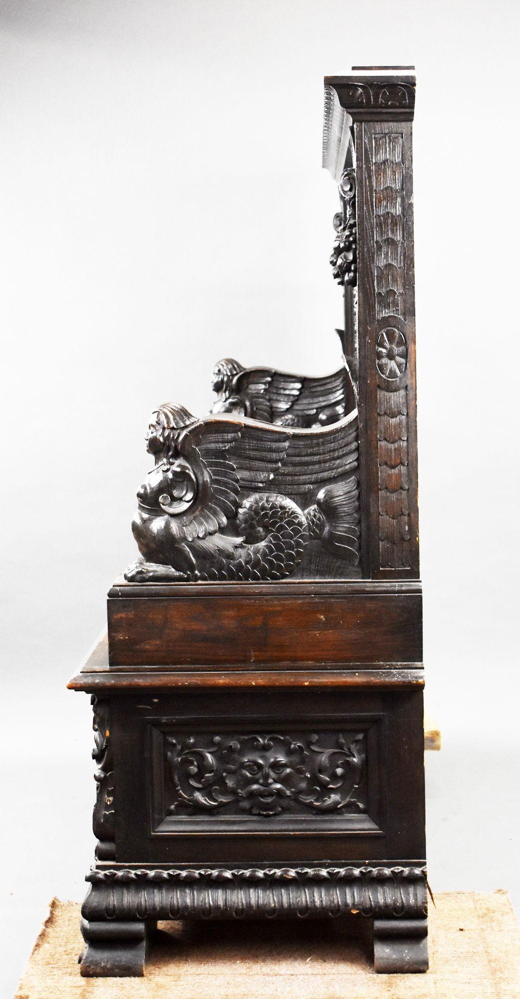 19th Century Heavil Carved Oak Settle For Sale 2
