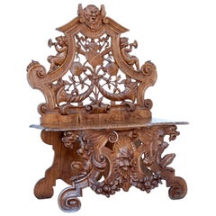 Antique 19th Century Heavily Carved Continental Walnut Decorative Chair