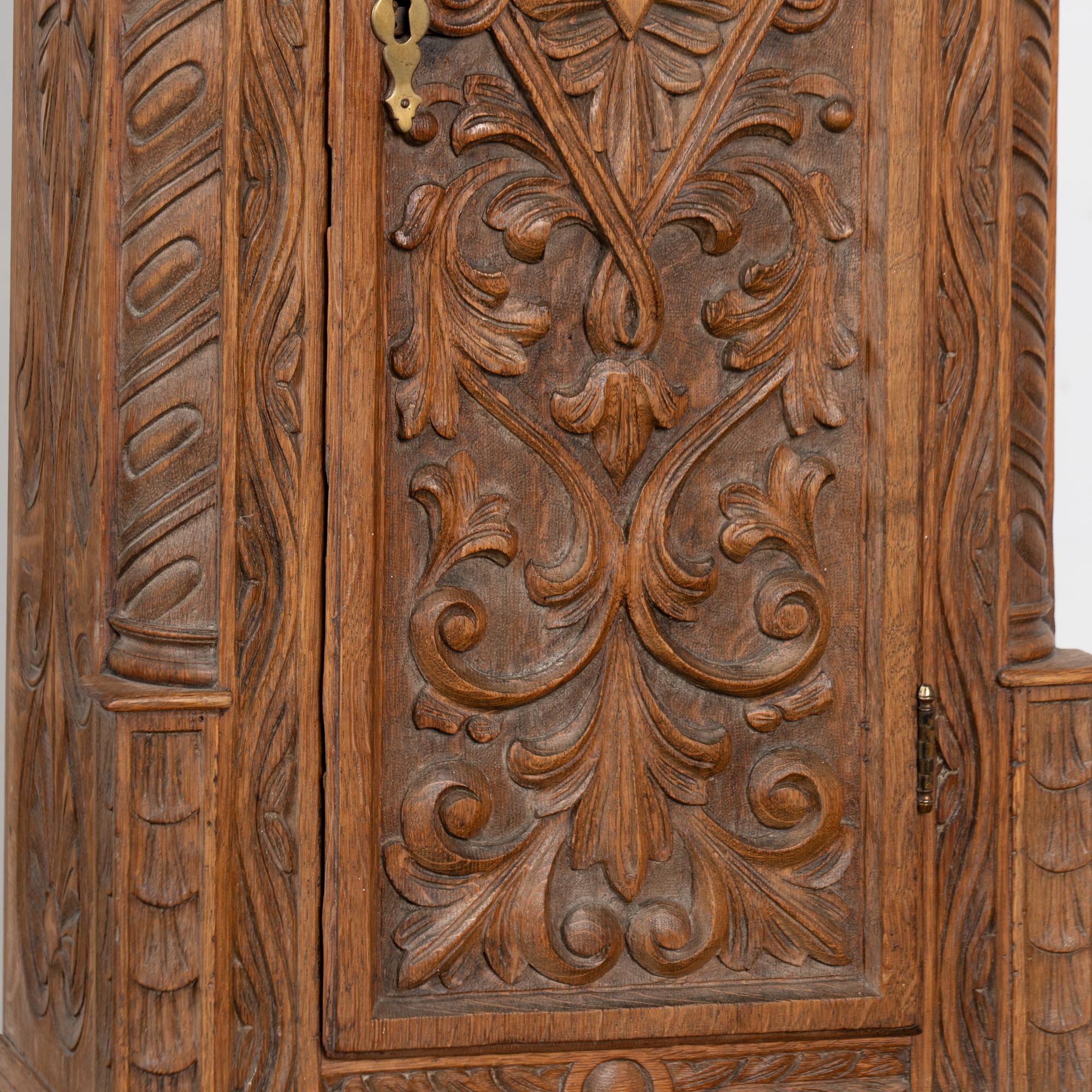 19th Century Heavily Carved English Oak Grandfather Clock For Sale 5