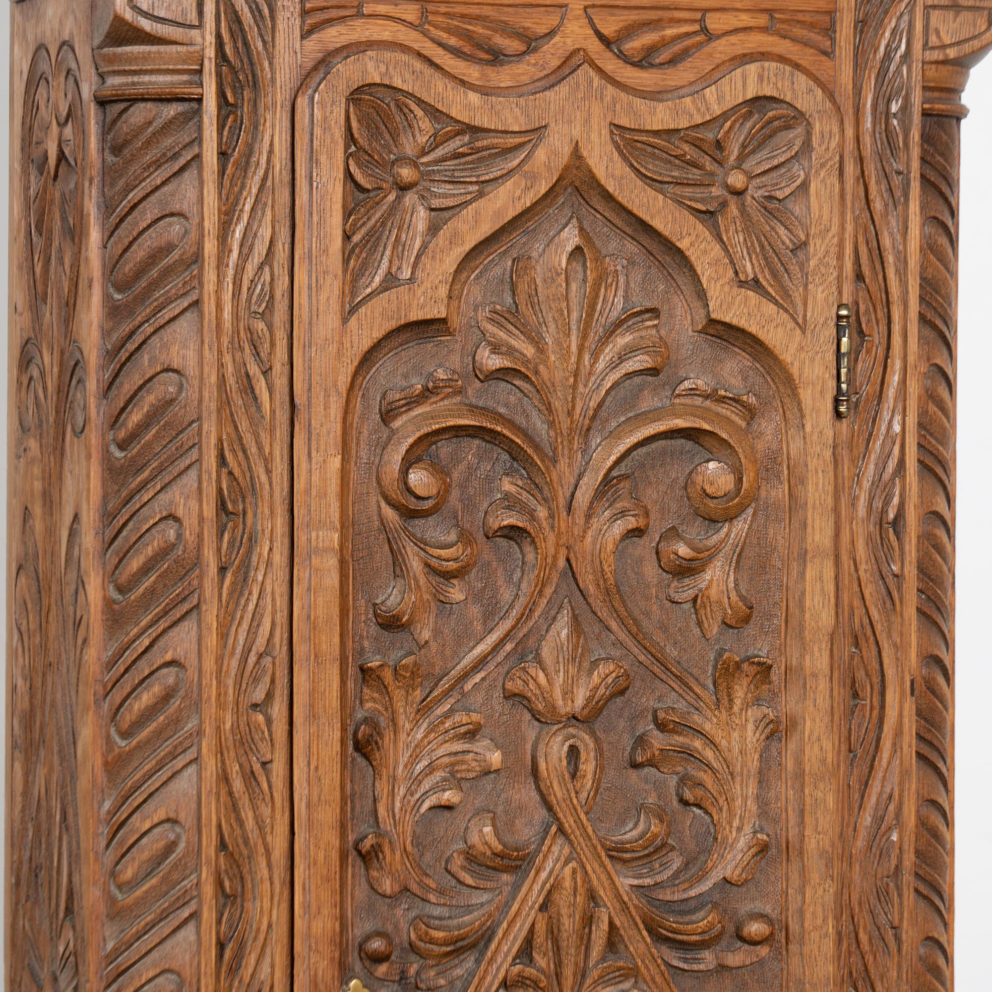 19th Century Heavily Carved English Oak Grandfather Clock For Sale 6
