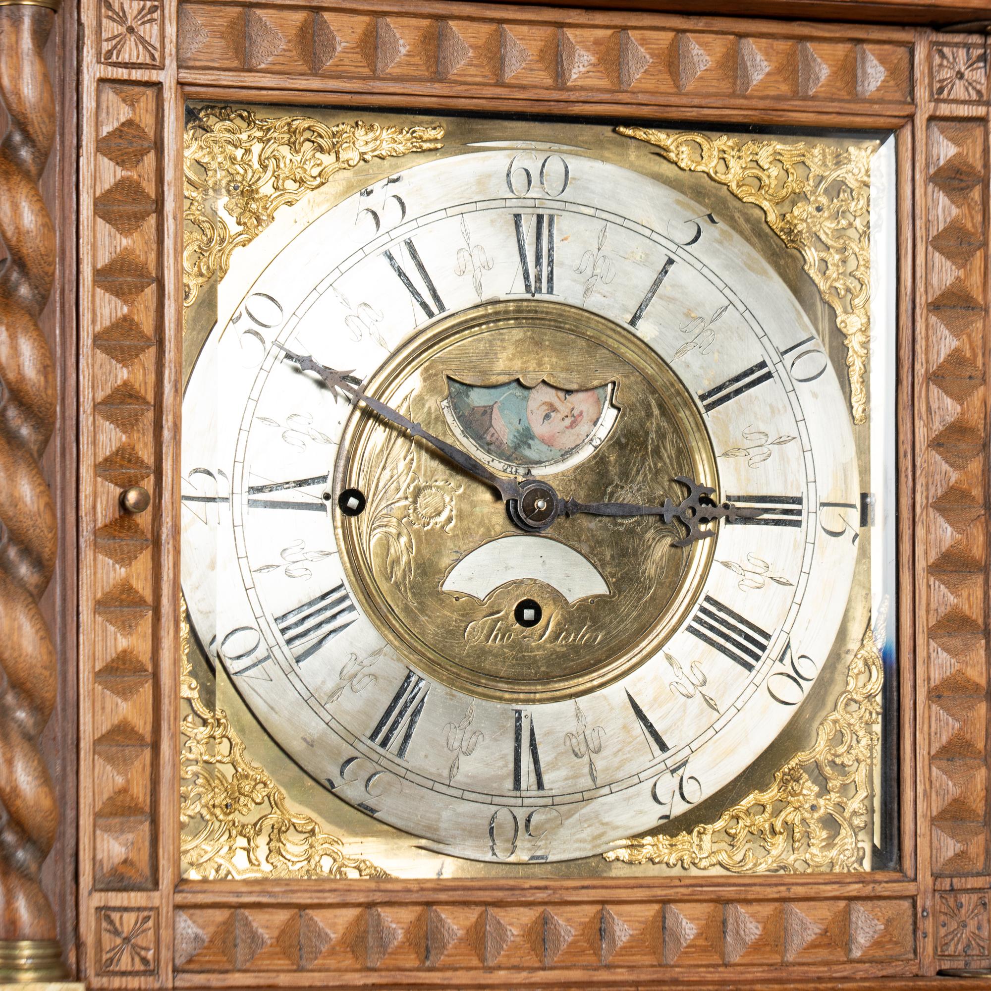 19th Century Heavily Carved English Oak Grandfather Clock For Sale 7