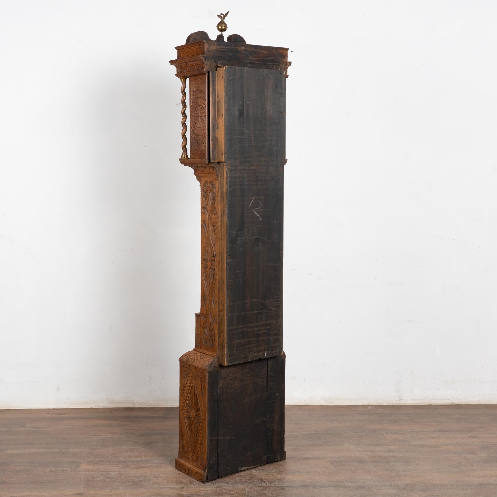 19th Century Heavily Carved English Oak Grandfather Clock For Sale 14