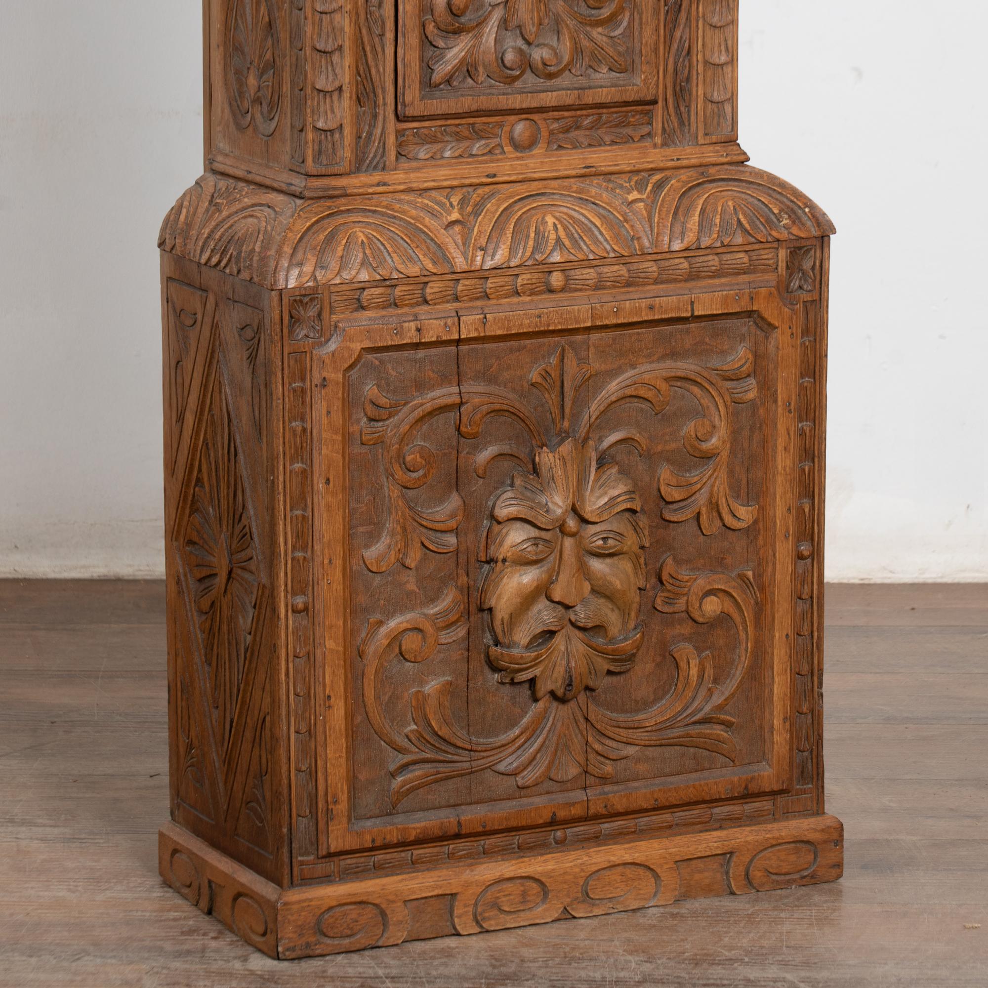 19th Century Heavily Carved English Oak Grandfather Clock For Sale 3