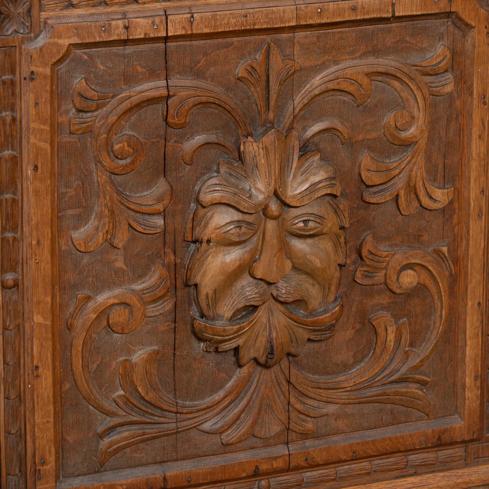 19th Century Heavily Carved English Oak Grandfather Clock For Sale 4